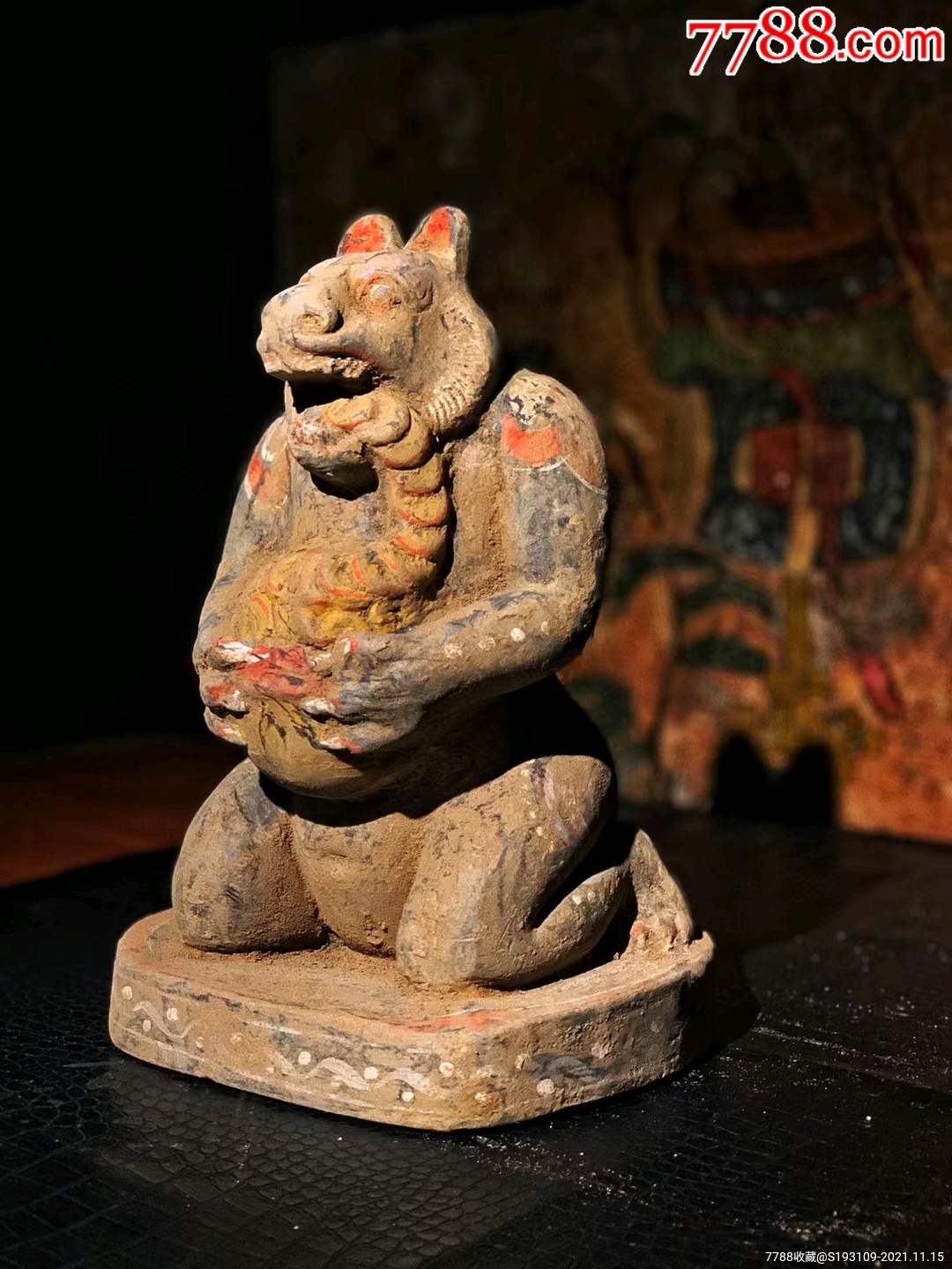 高古彩陶吞金兽