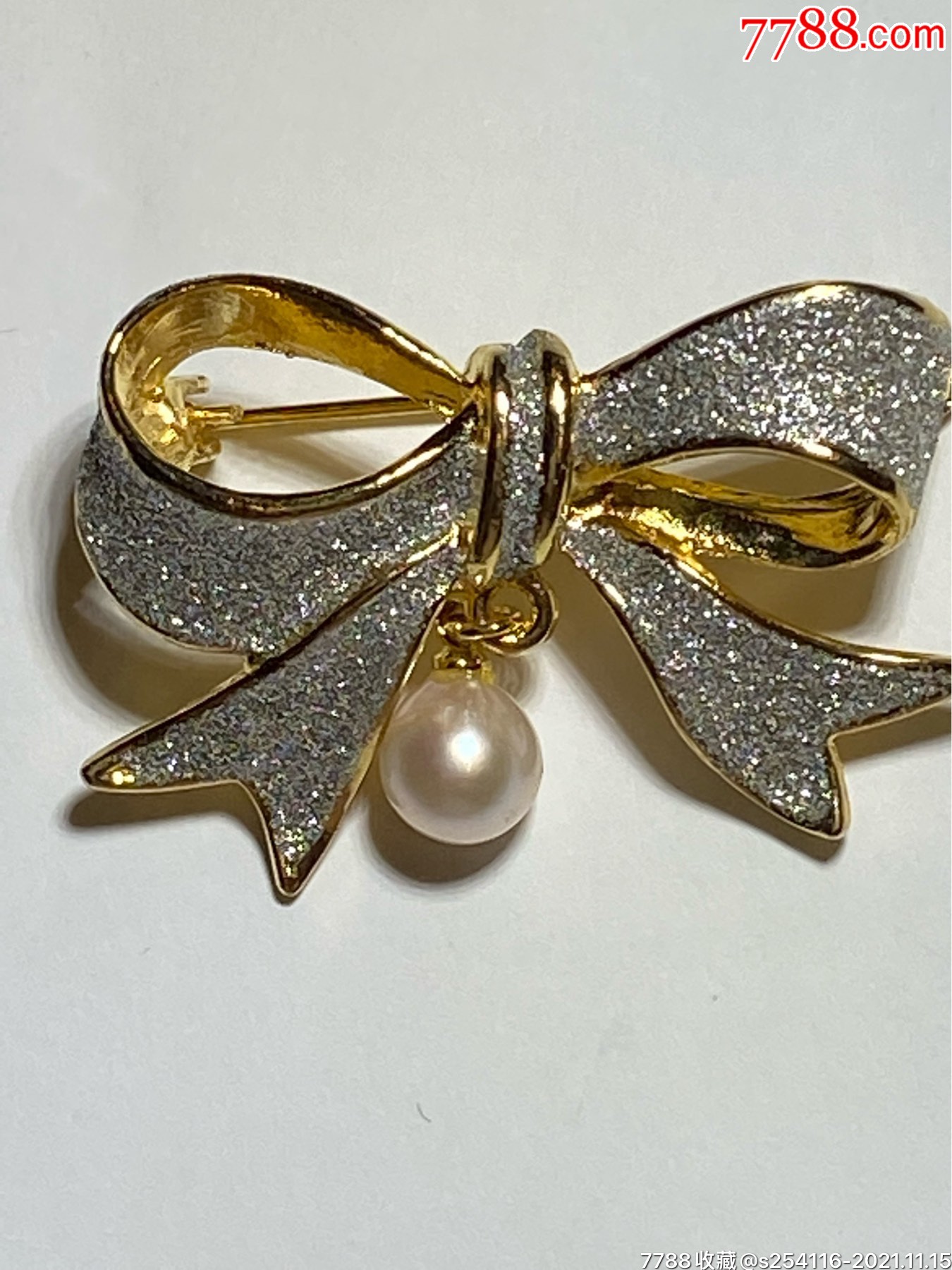 日本蝴蝶结珍珠胸针2436mm天然海水珍珠珠7mm特价180包邮ah320