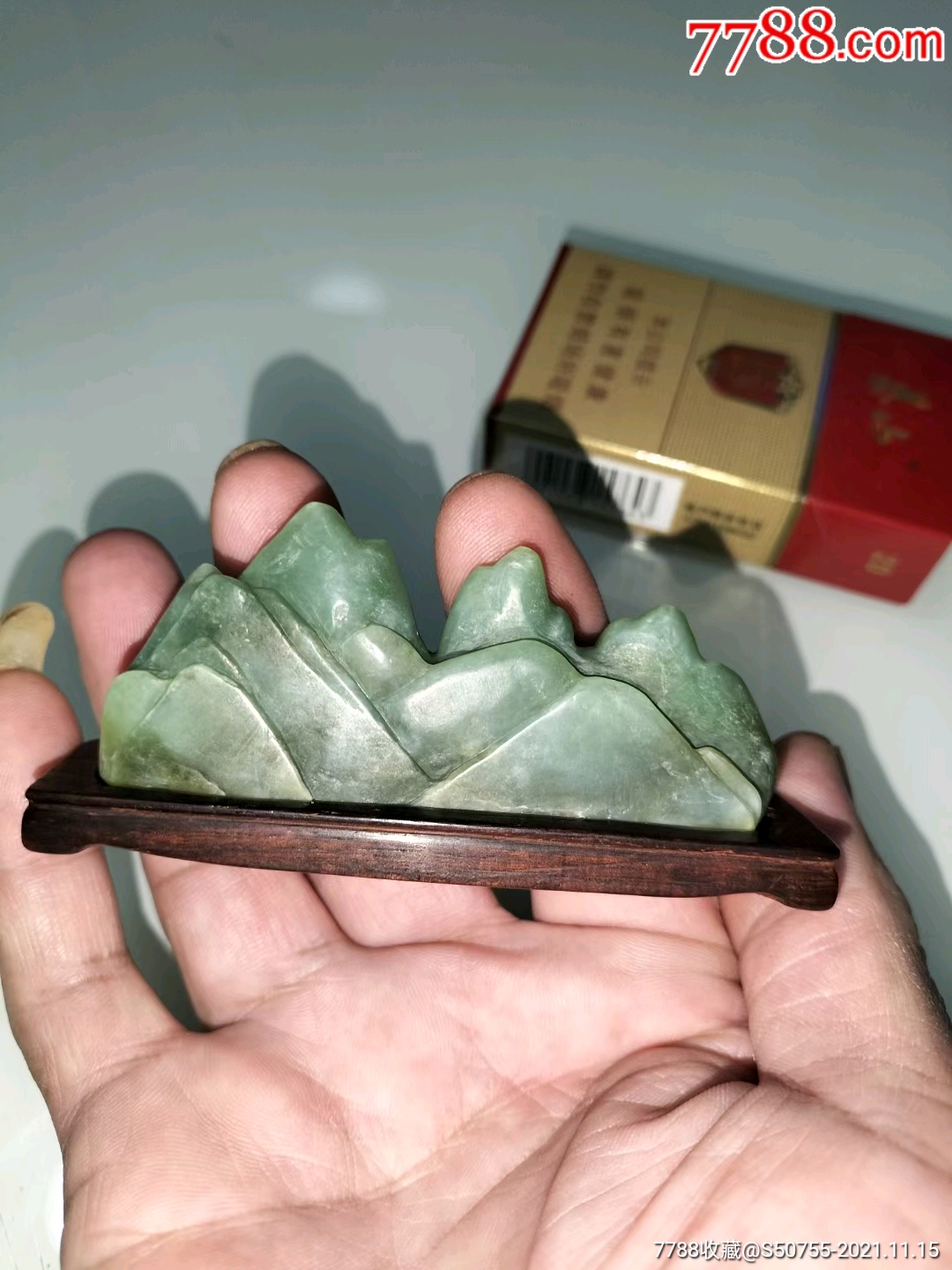 民国文房玉石山子摆件,全品