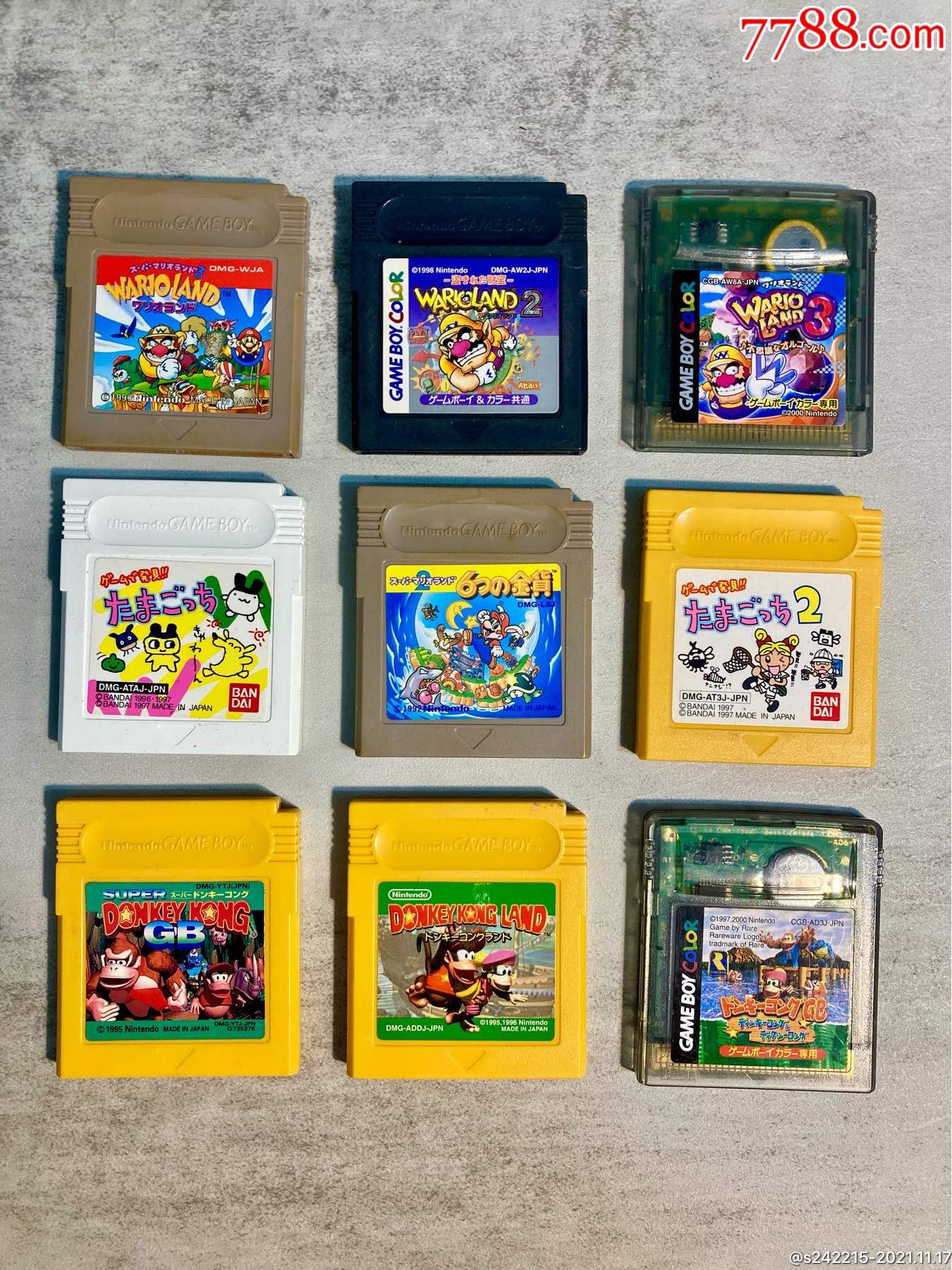 游戏机任天堂掌机gbc游戏卡瓦里奥马里奥大金刚等9盘合拍