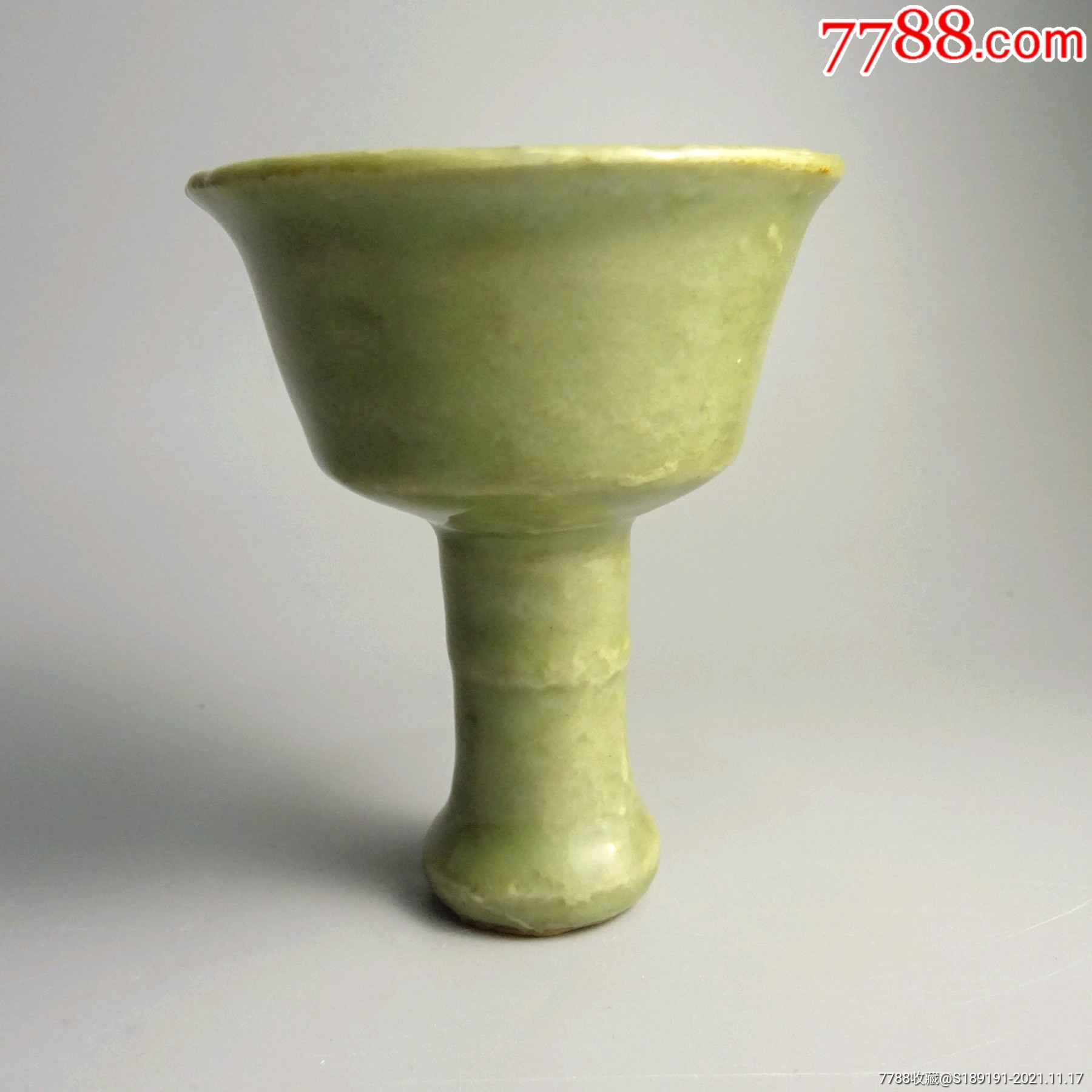 元代龙泉窑高足竹节杯美95