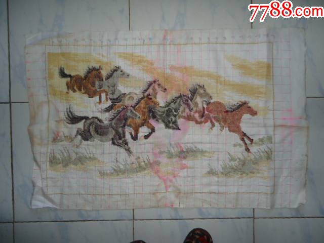 纯手工.十字绣八骏图_价格40元【中国收藏品专卖店】_第1张