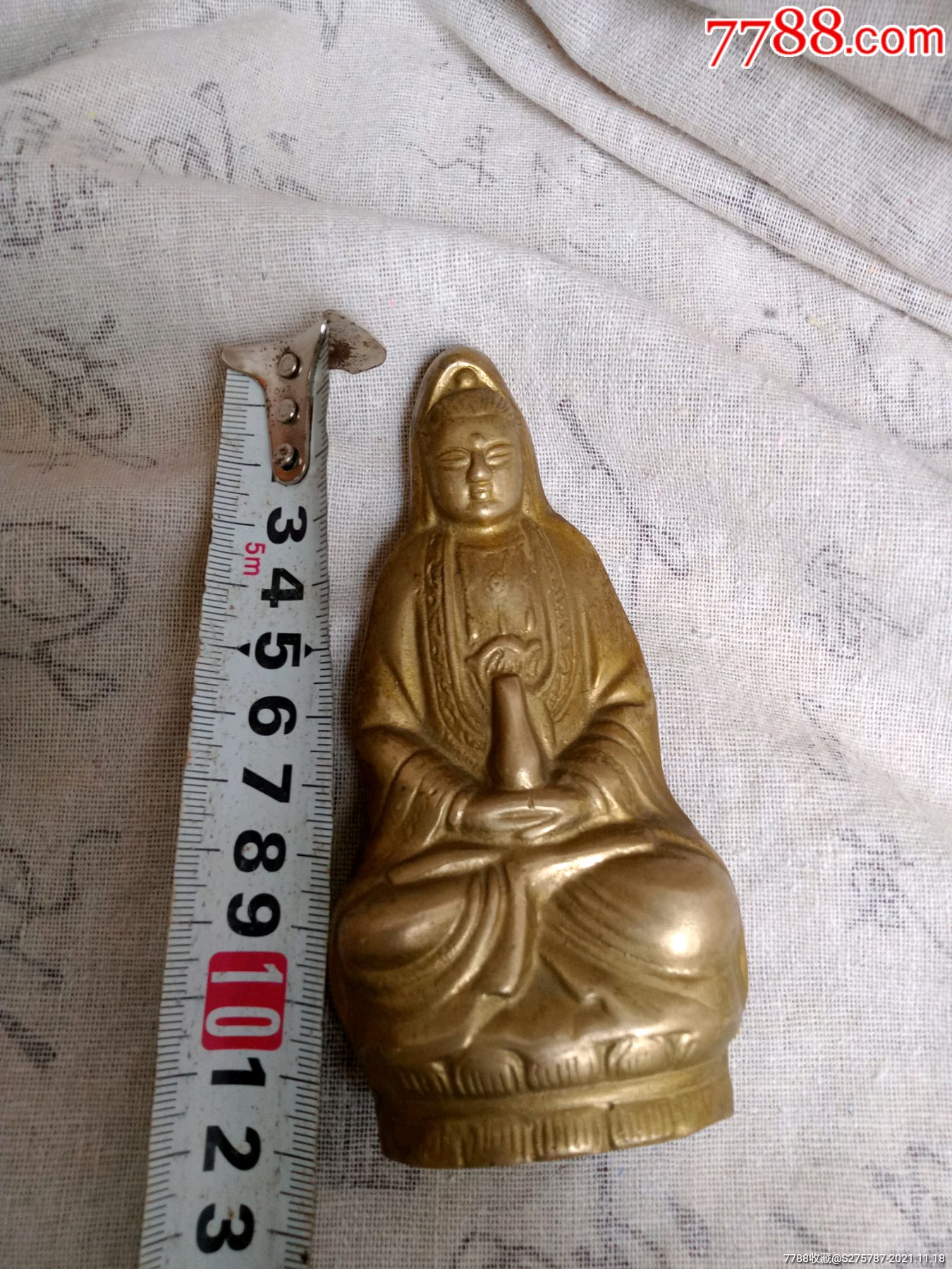 56十年代合模黄铜质宝瓶观音像铜像