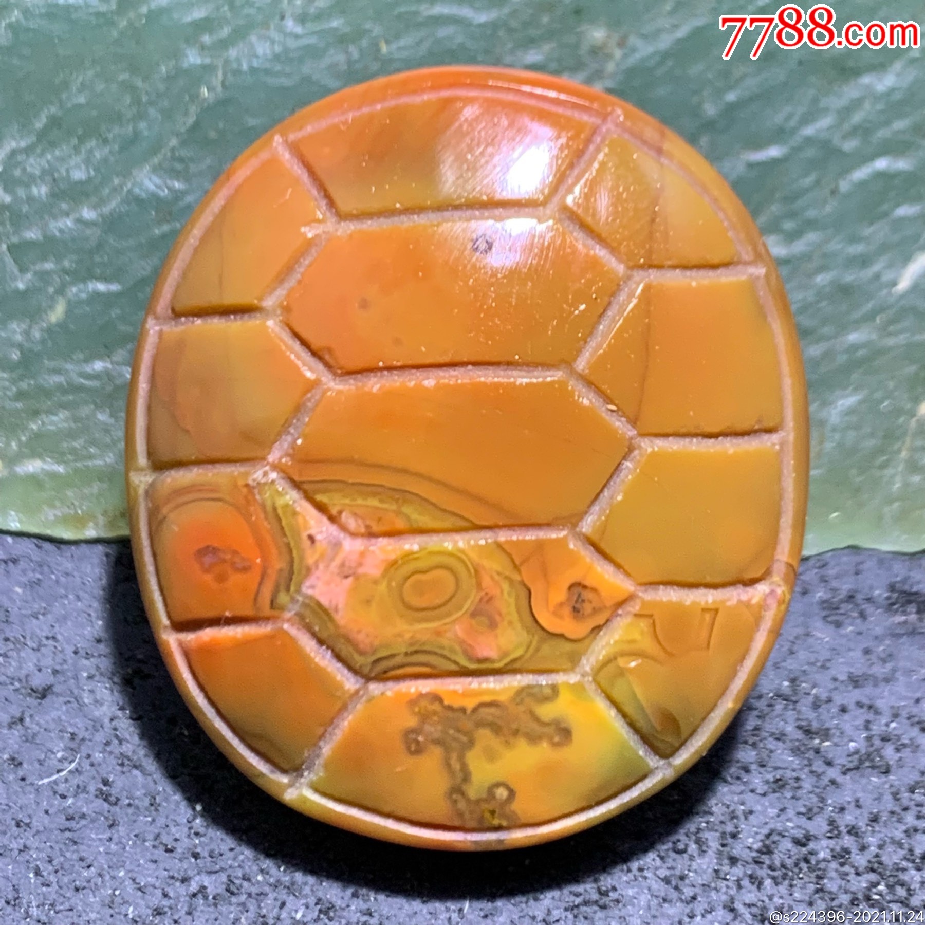 精美高润度战国红玛瑙雕刻龟壳寓意富甲天下一颗