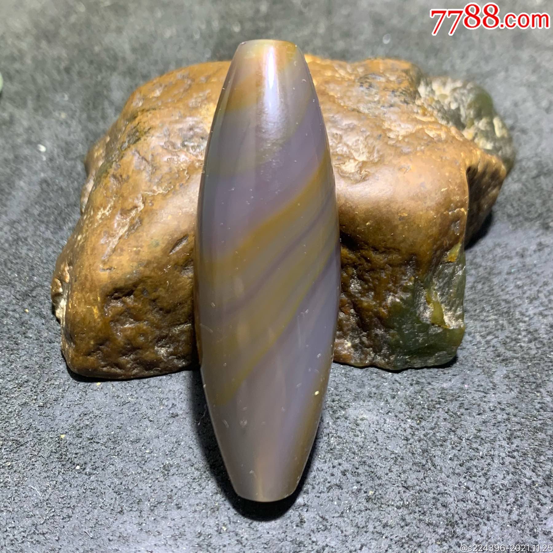 精美高玉化巴西缠丝玛瑙千层纹桶珠一个