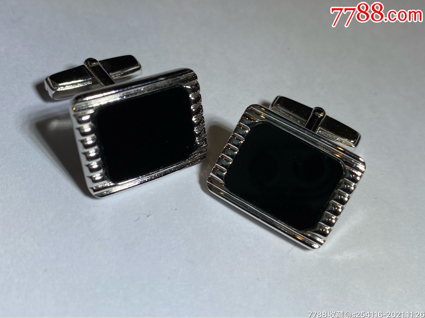 日本制suneagle黑曜石镶嵌袖扣1621mm重17克特价98包邮ah28