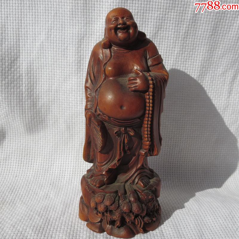 老黄杨木雕弥勒佛像黄杨木雕佛像精雕佛像_价格380元【珍藏阁为斋】