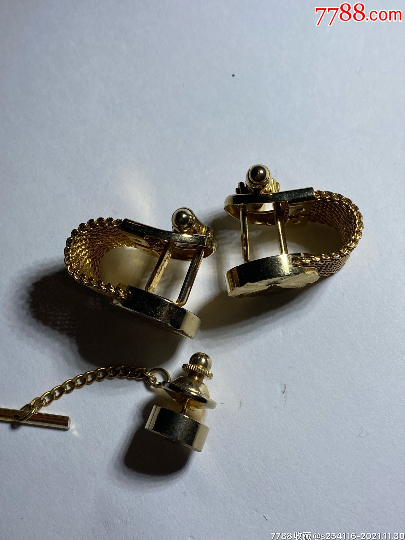 日本制镀金领带扣袖扣套装领带扣10mm袖扣16mm重26克特价98包邮ak69