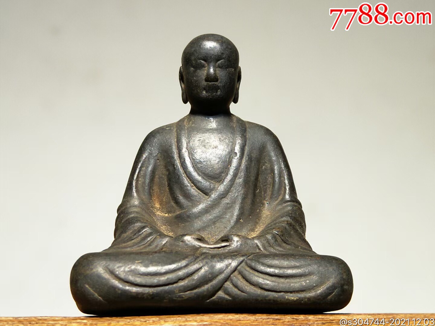 快拍     旧藏-铜佛像光头佛开脸慈祥老化明显待有缘人.