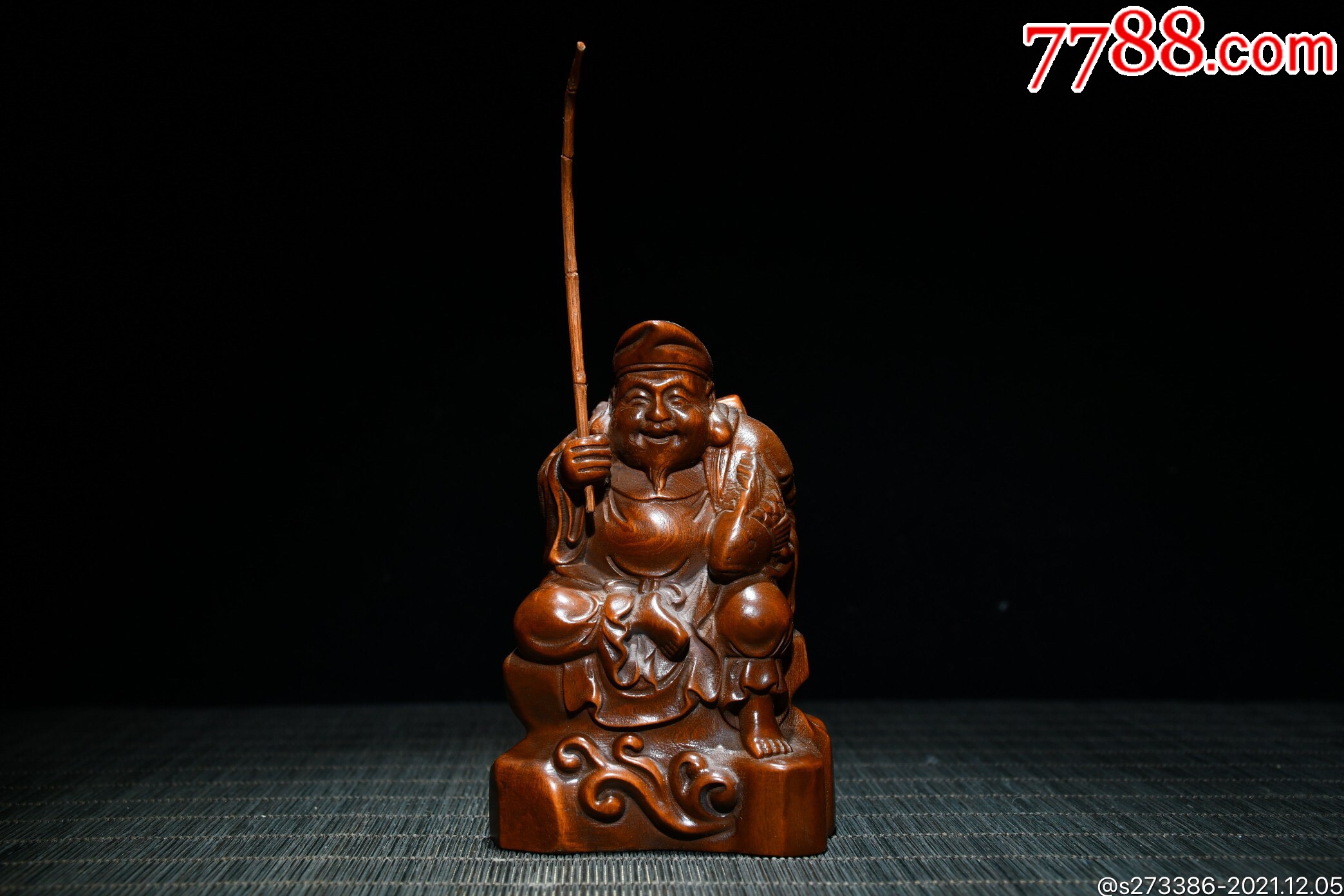 黄杨木精工雕刻渔翁得利,长6cm宽宽5cm高10cm重1_价格230元_第1张