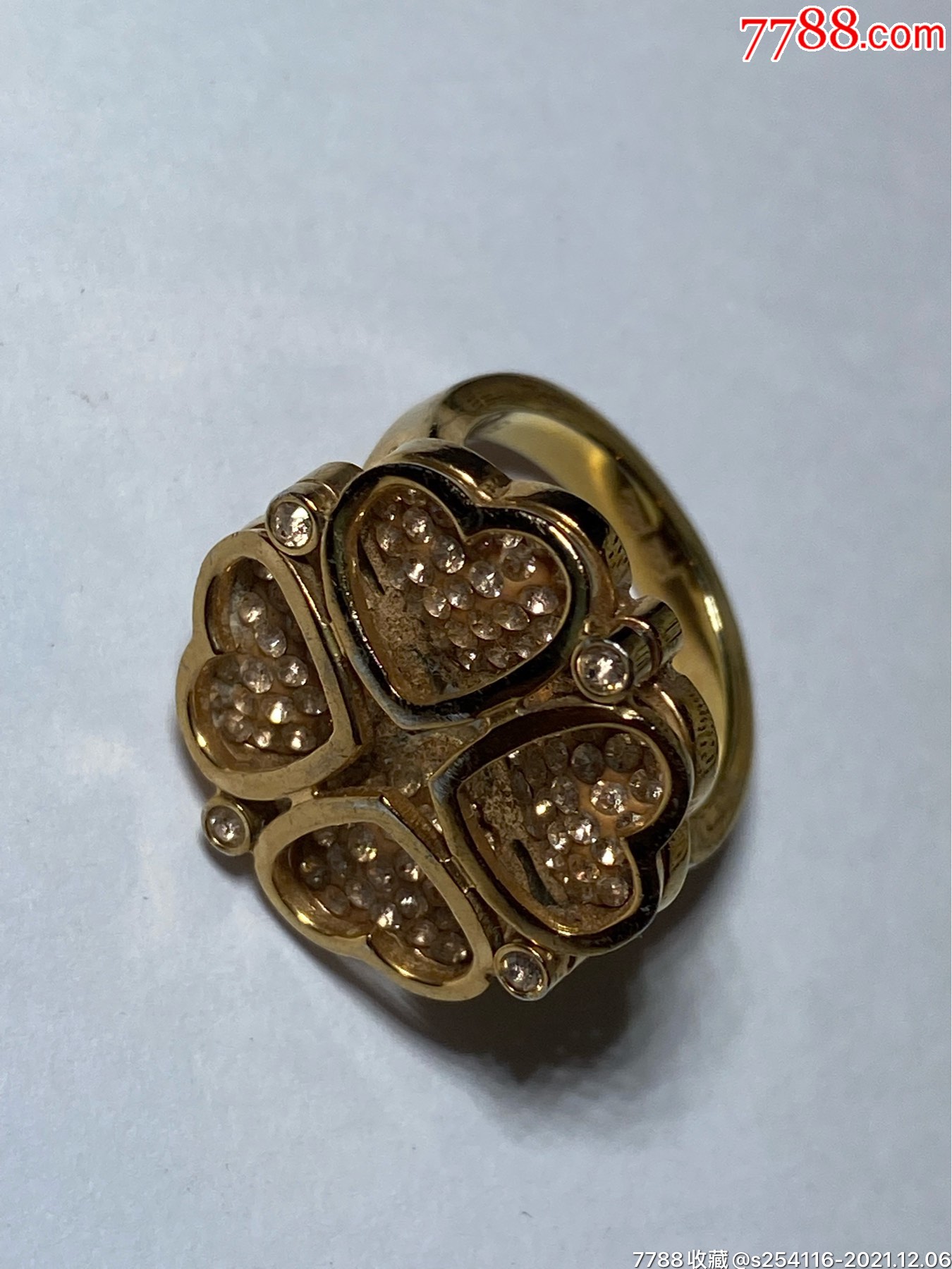 日本购入follifollie芙丽芙丽镀金戒指52号戒面19mm镶钻保