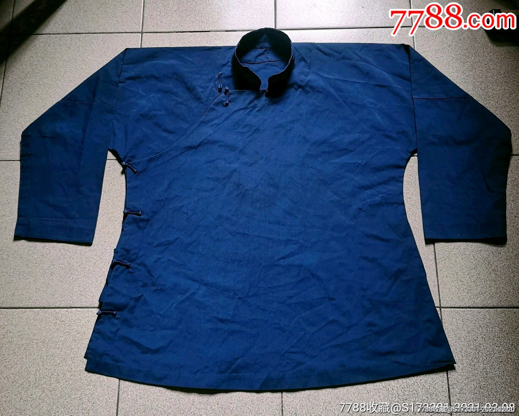 蓝布斜襟衣服马褂