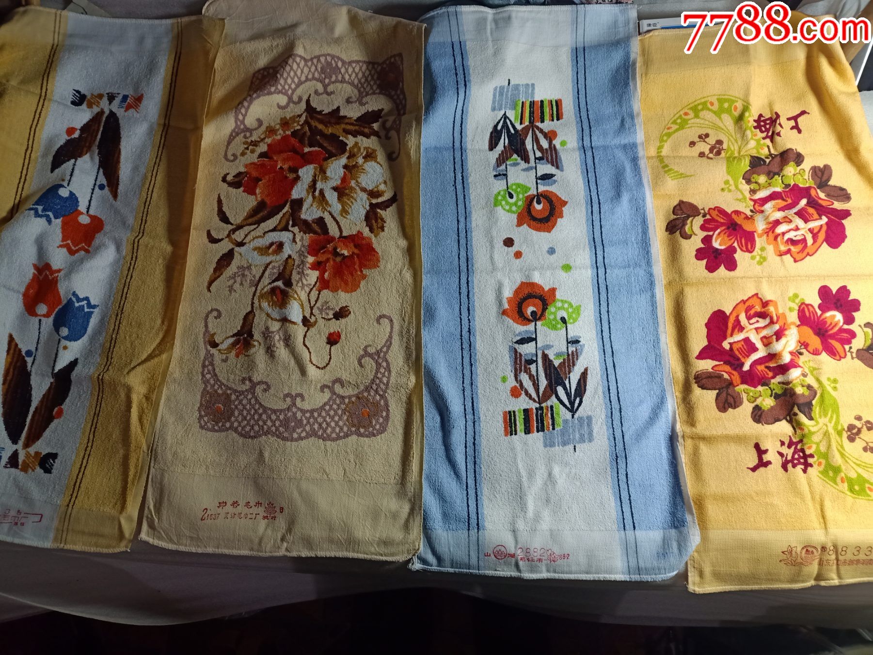 八十年代左右纯棉毛巾4条一起拍e18全新品品相如图