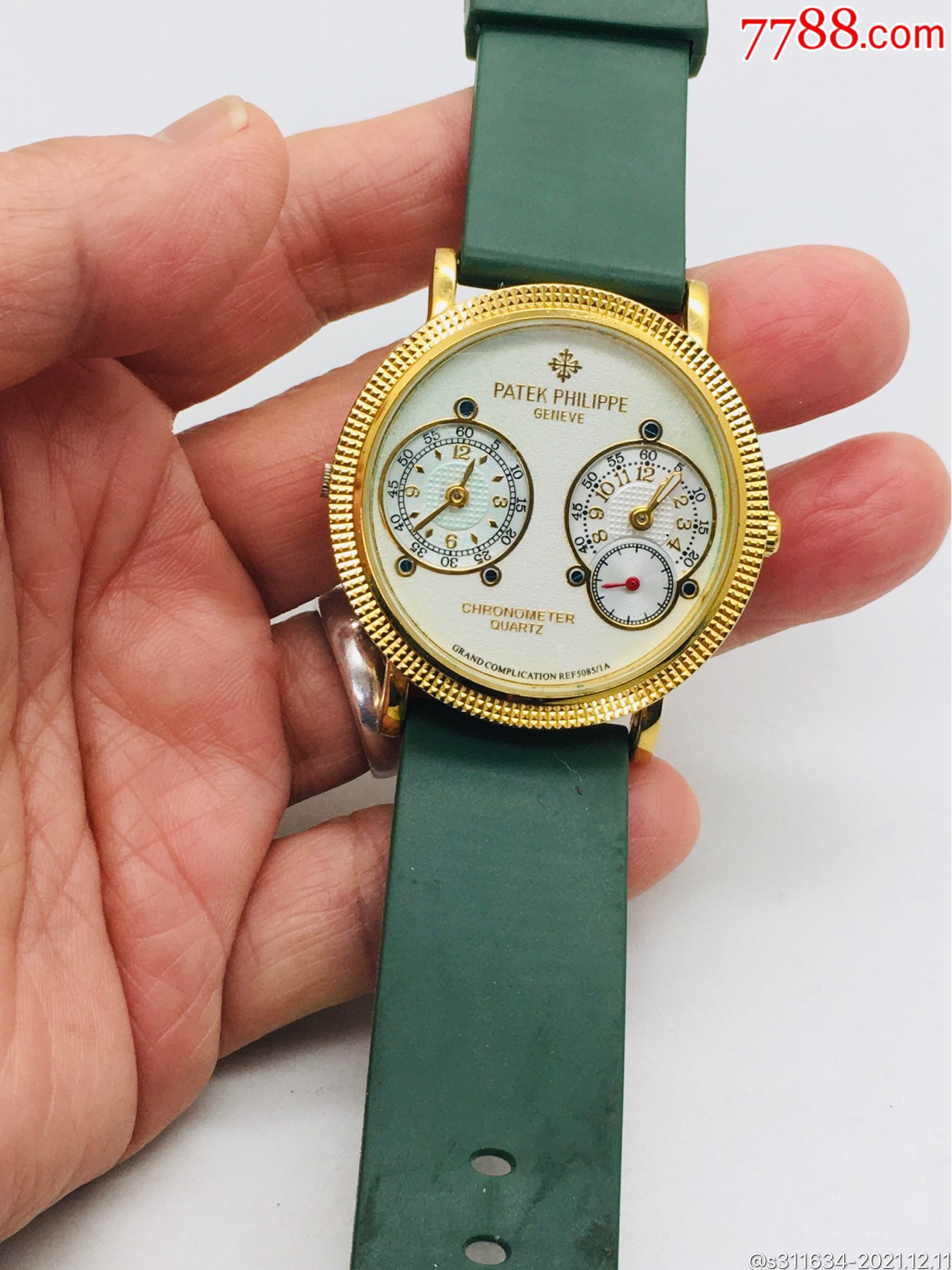 百达石英男表双机芯不走时当配件