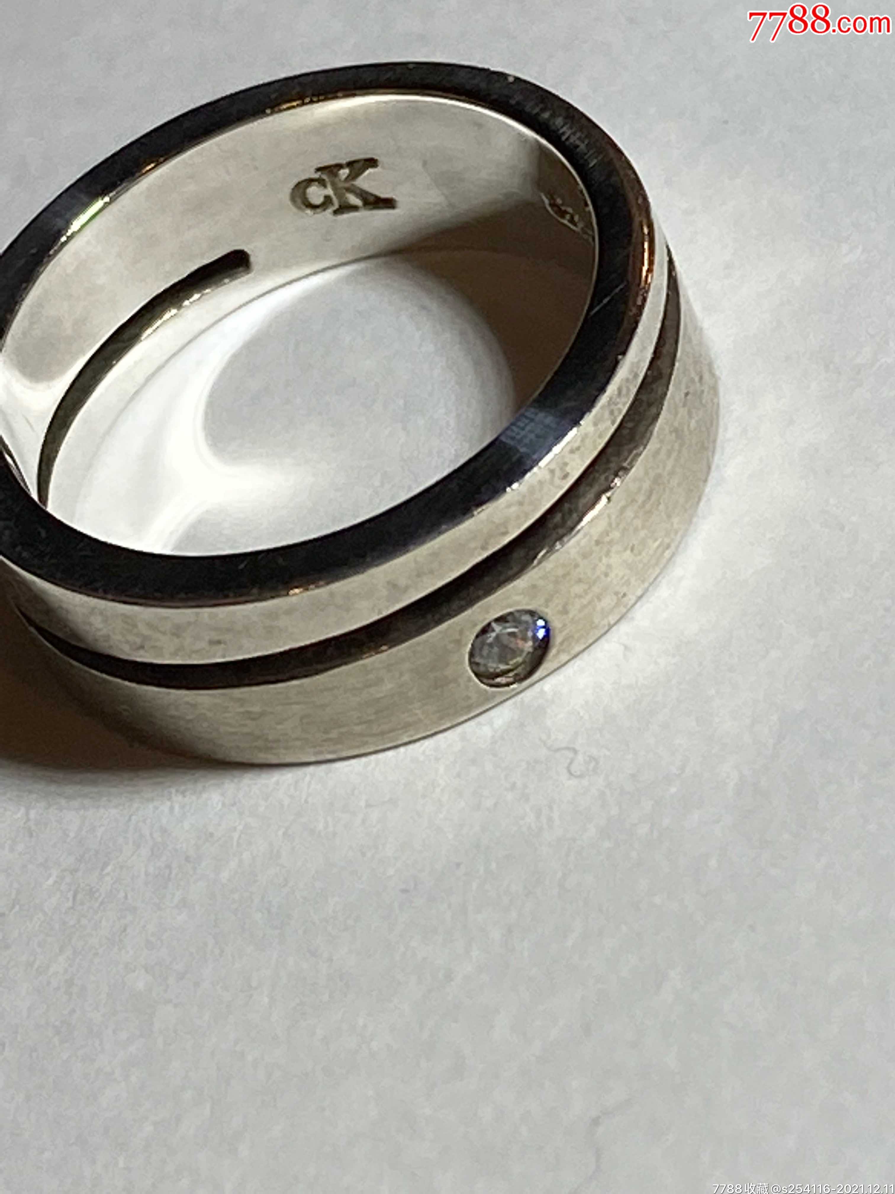 calvinklein简称ck卡尔文克莱恩纯银925戒指镶钻9号宽6
