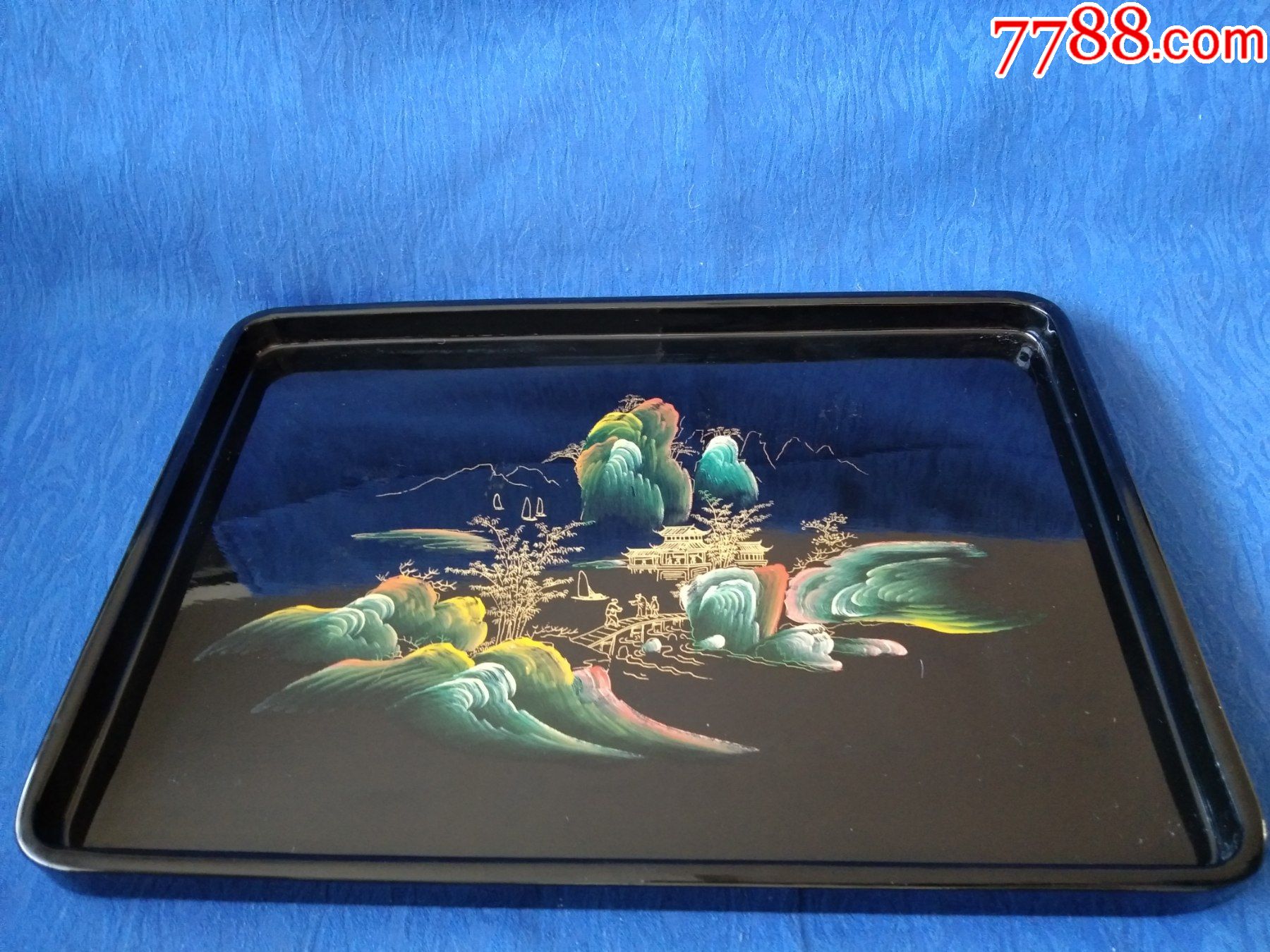 工艺品三宝福州罗星塔脱胎漆器手绘兰花书法诗词赏盘文盘奢侈品老物件