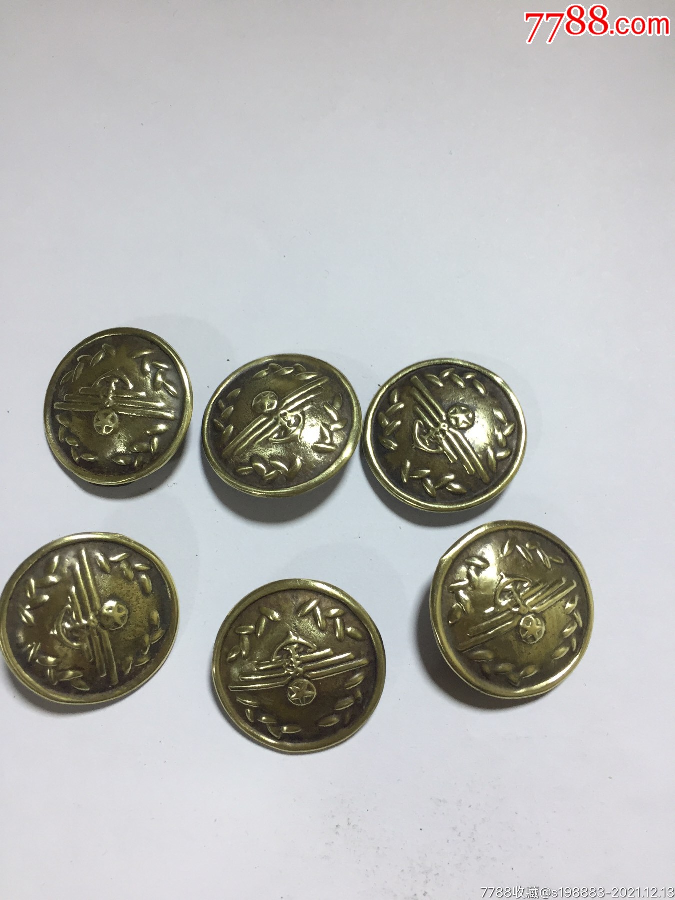 六枚海军铜衣服扣