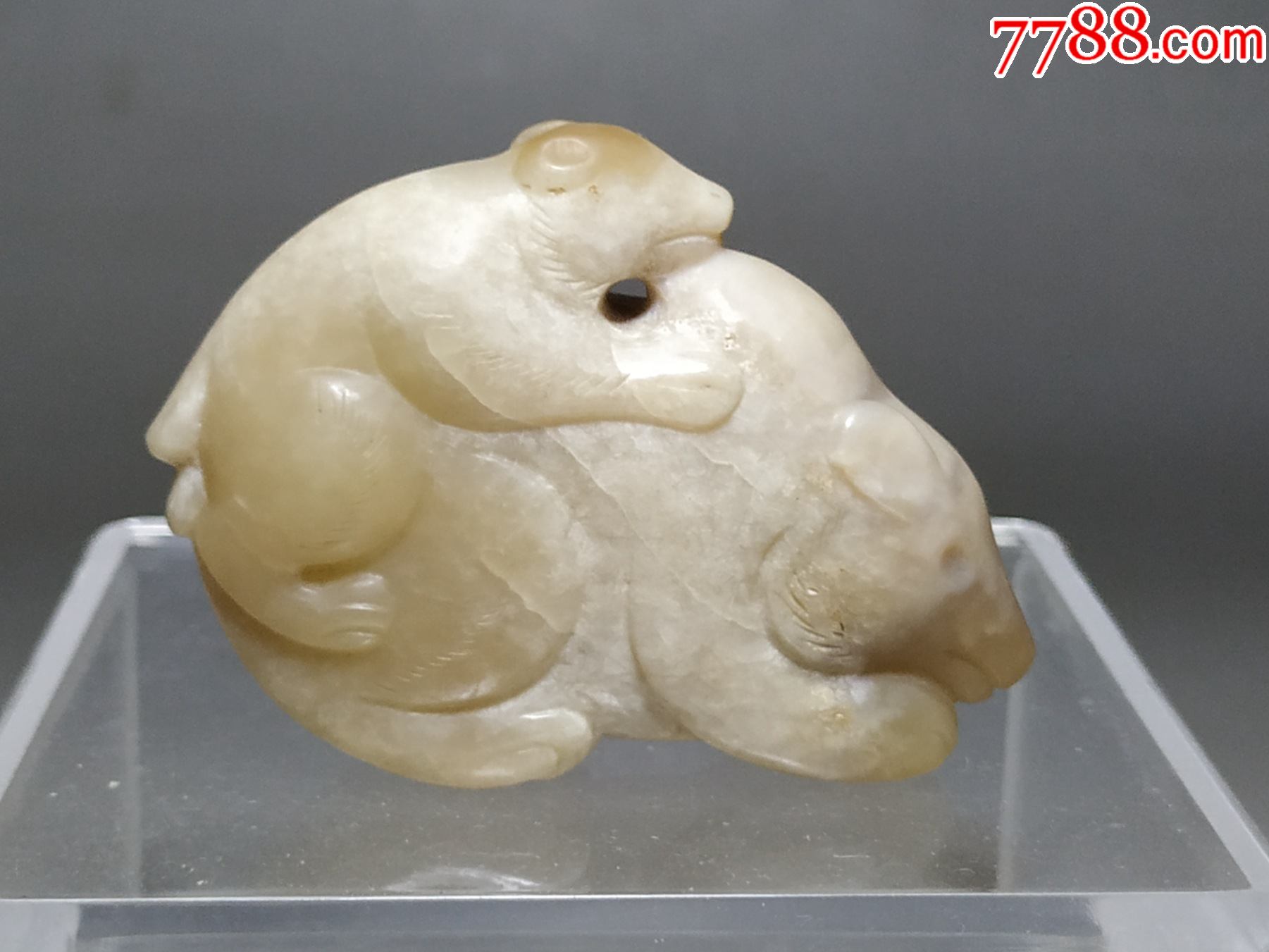 老和田黄玉子母熊_价格300元【三河居士】_第1张