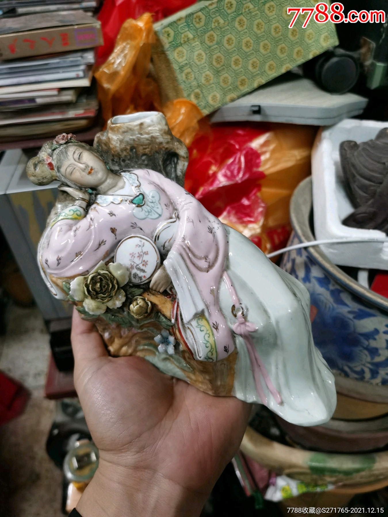 文革老枫溪瓷塑睡美人摆件