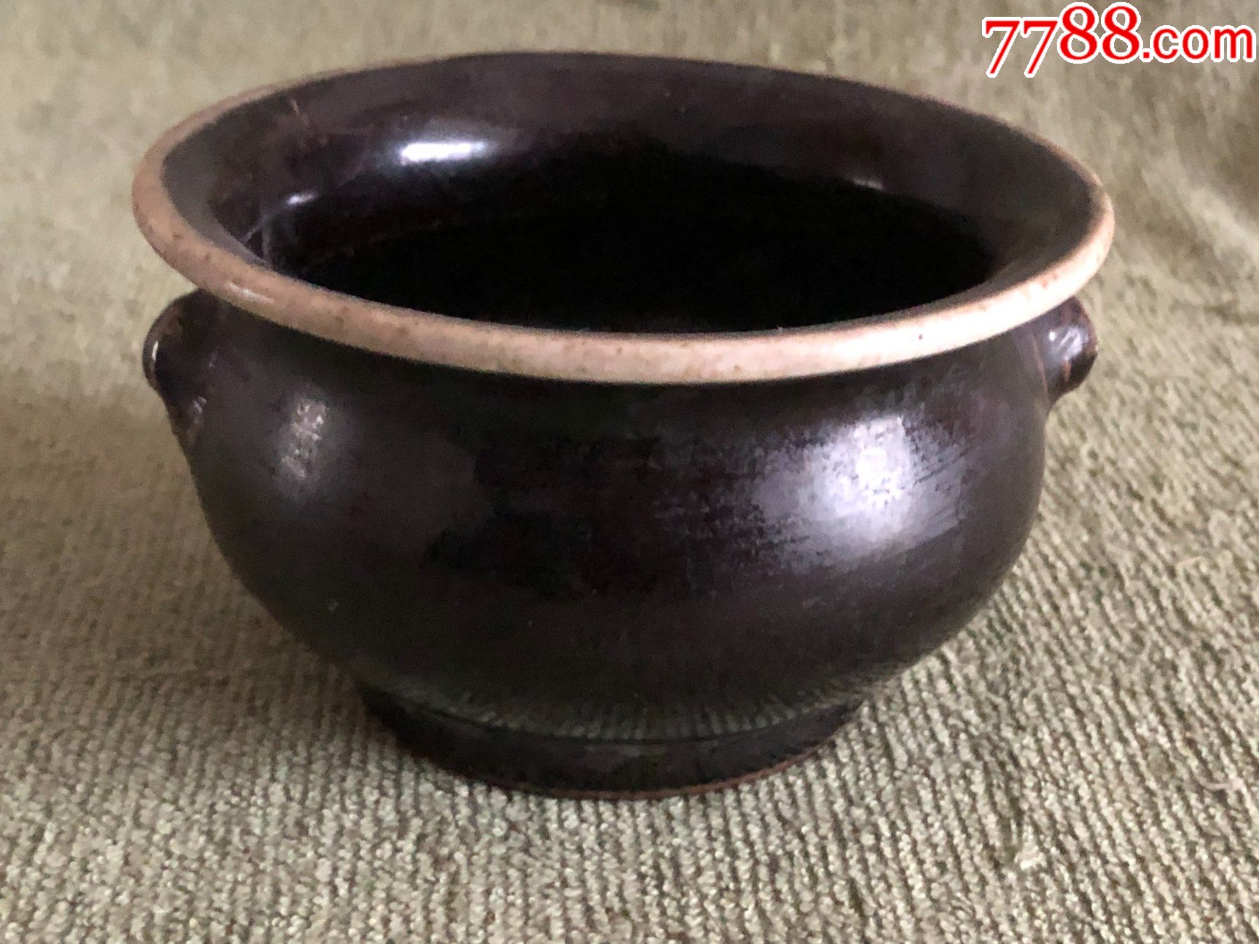 清代乌金釉香炉