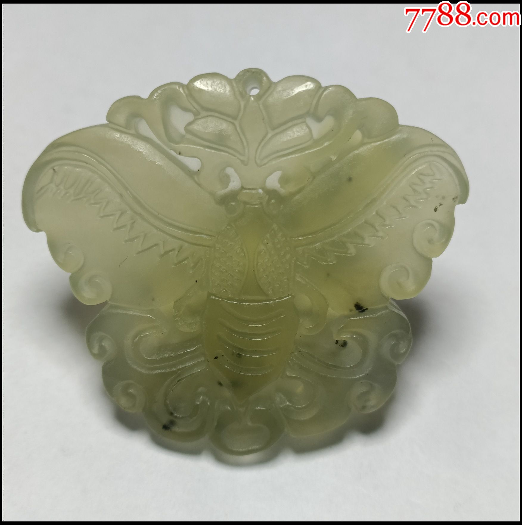 水墨岫玉蝴蝶吊坠-岫岩玉-7788画报