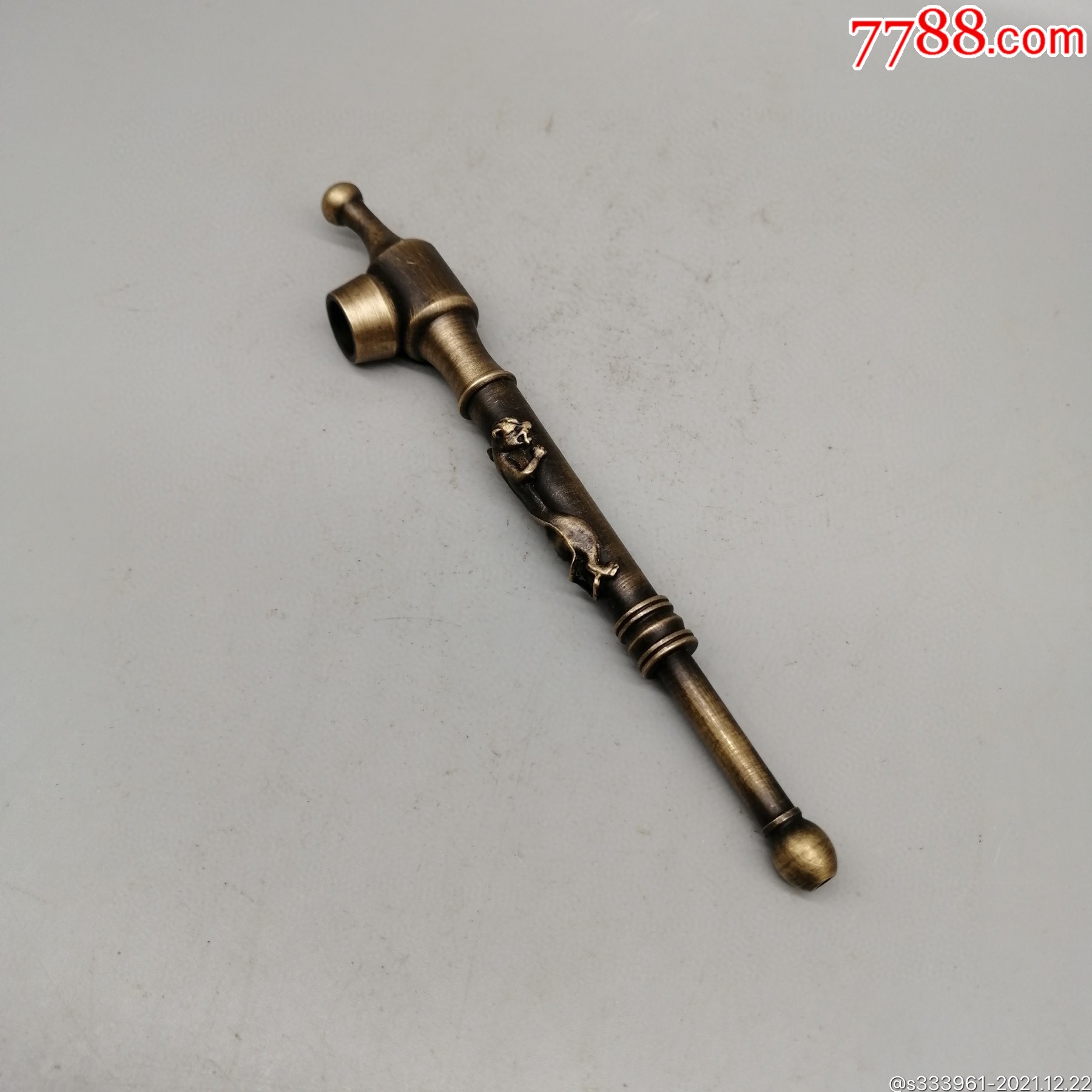 古玩纯铜烟杆手工黄铜烟杆摆件_臻宝传承【7788商城