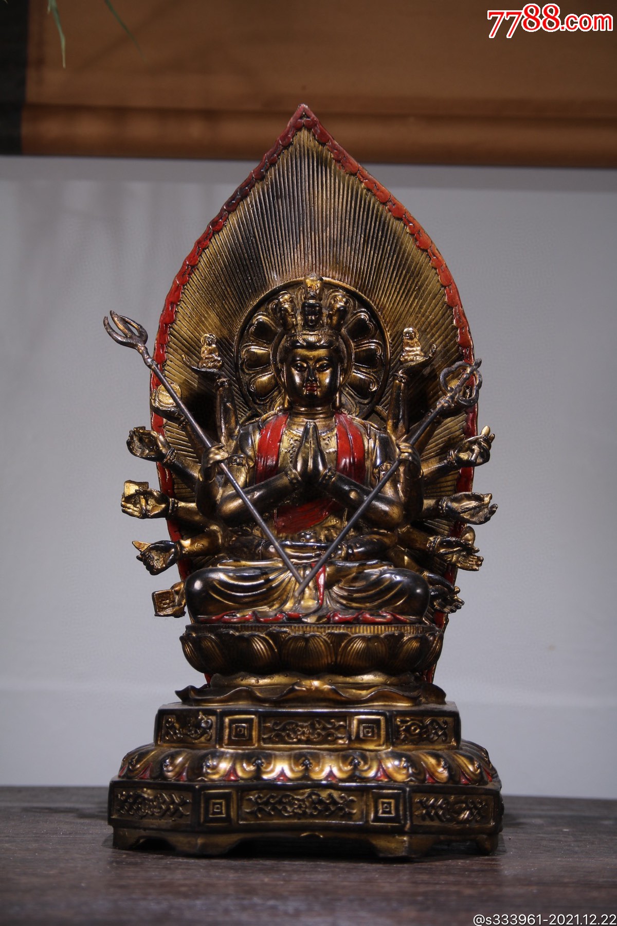 旧藏纯铜十臂观音造像