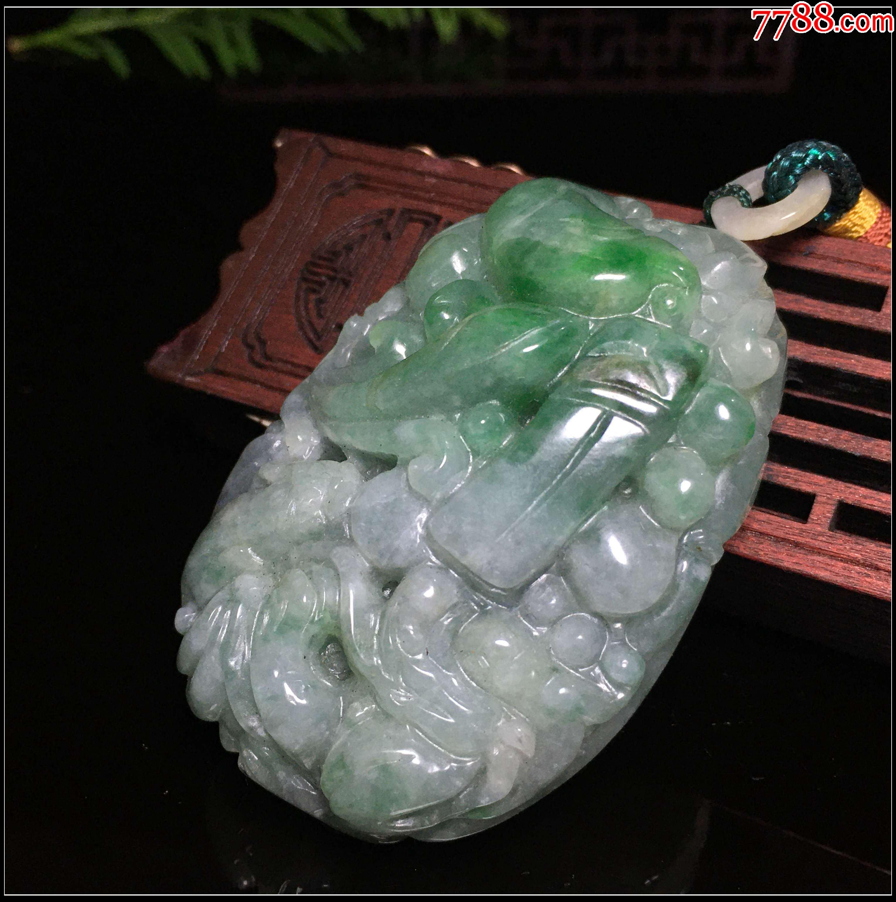 天然缅甸翡翠a货吉祥花件把玩件雕件