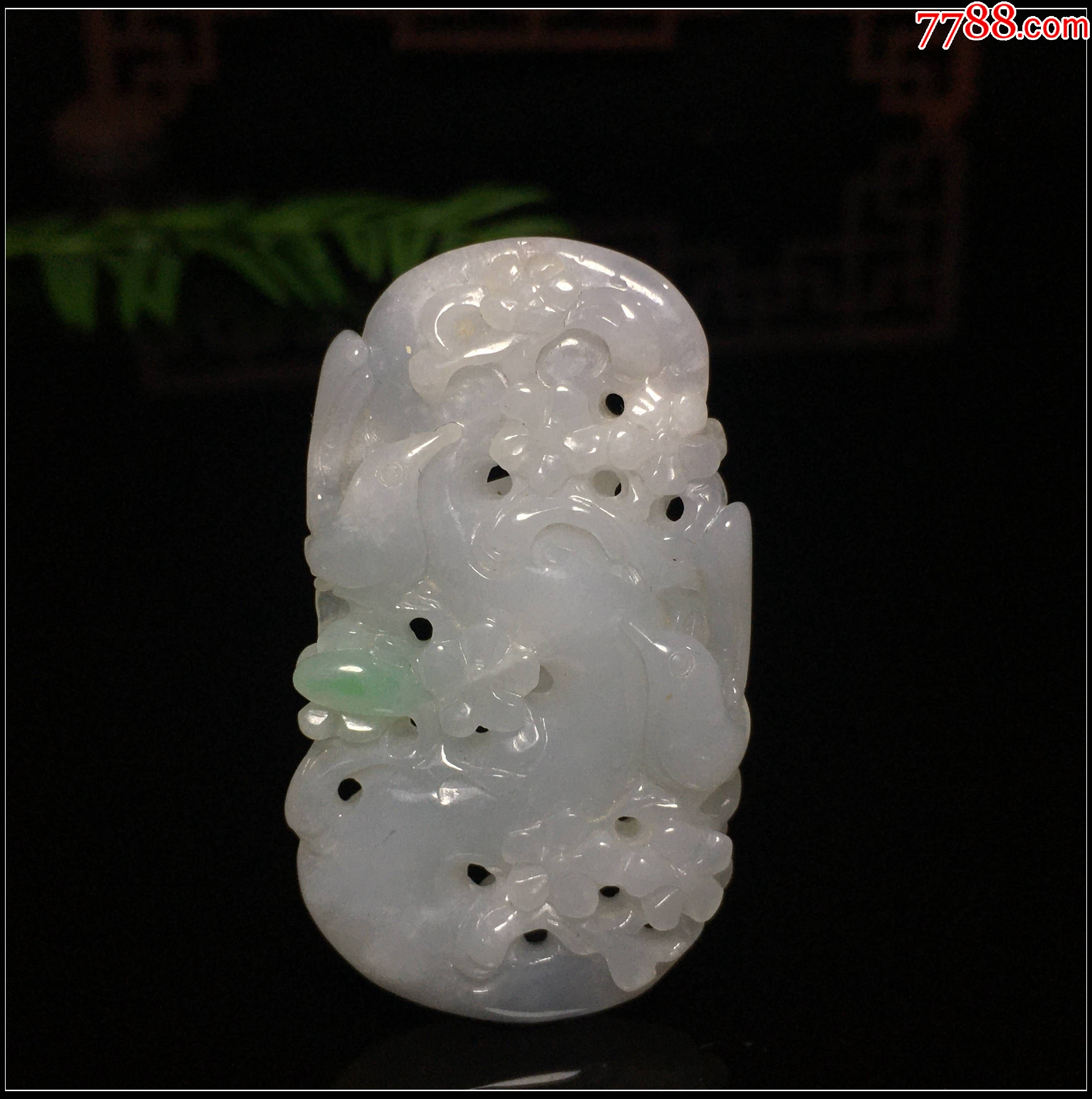 天然缅甸a货翡翠喜上眉梢喜鹊梅花吊坠