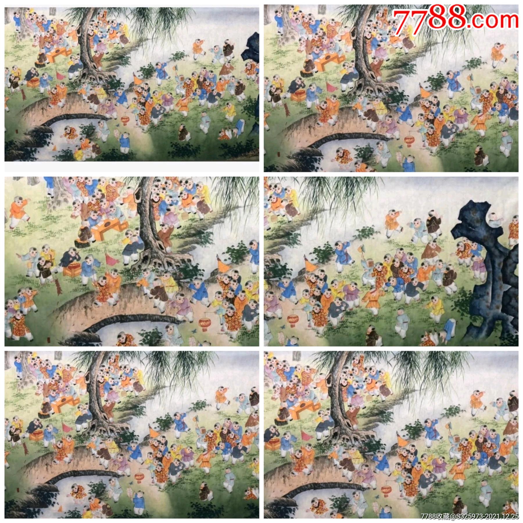 中国美术家协会理事李宝源真迹作品百子图