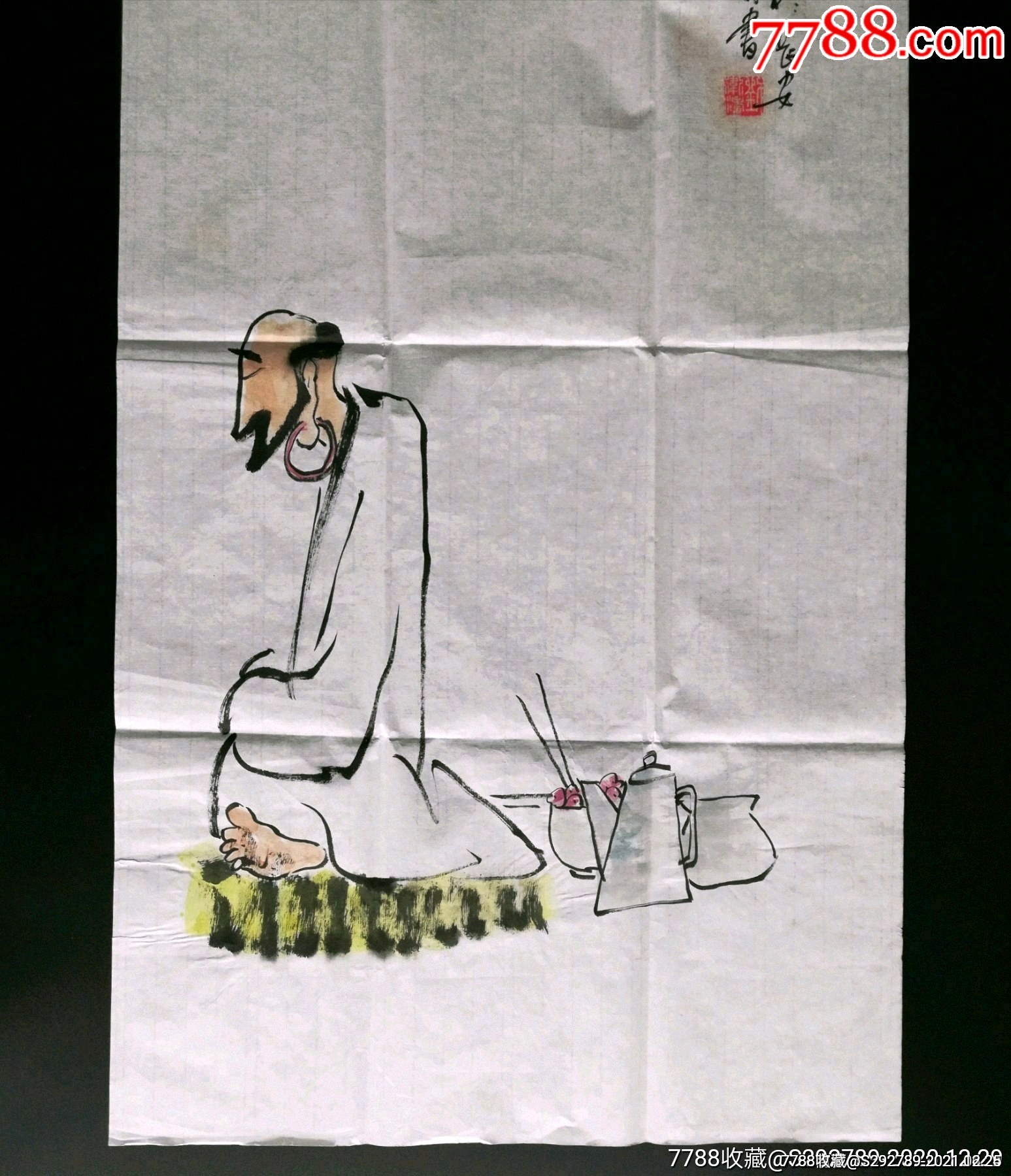 【陕西美协会员刘卫涛创意人物精品画《面壁图》低价