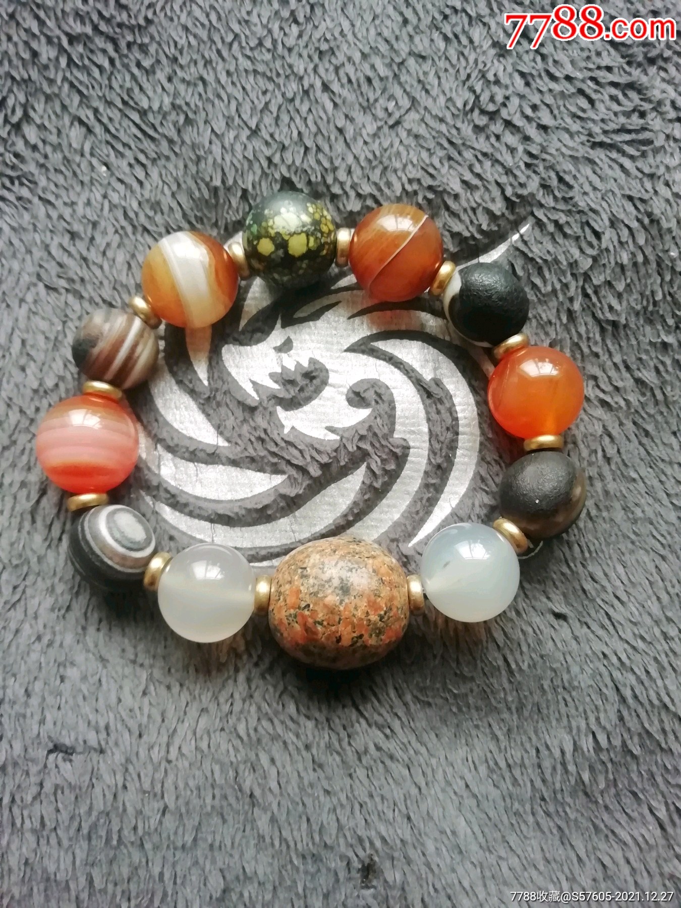 全场血亏精品天然辽珠老玛瑙配多宝手链