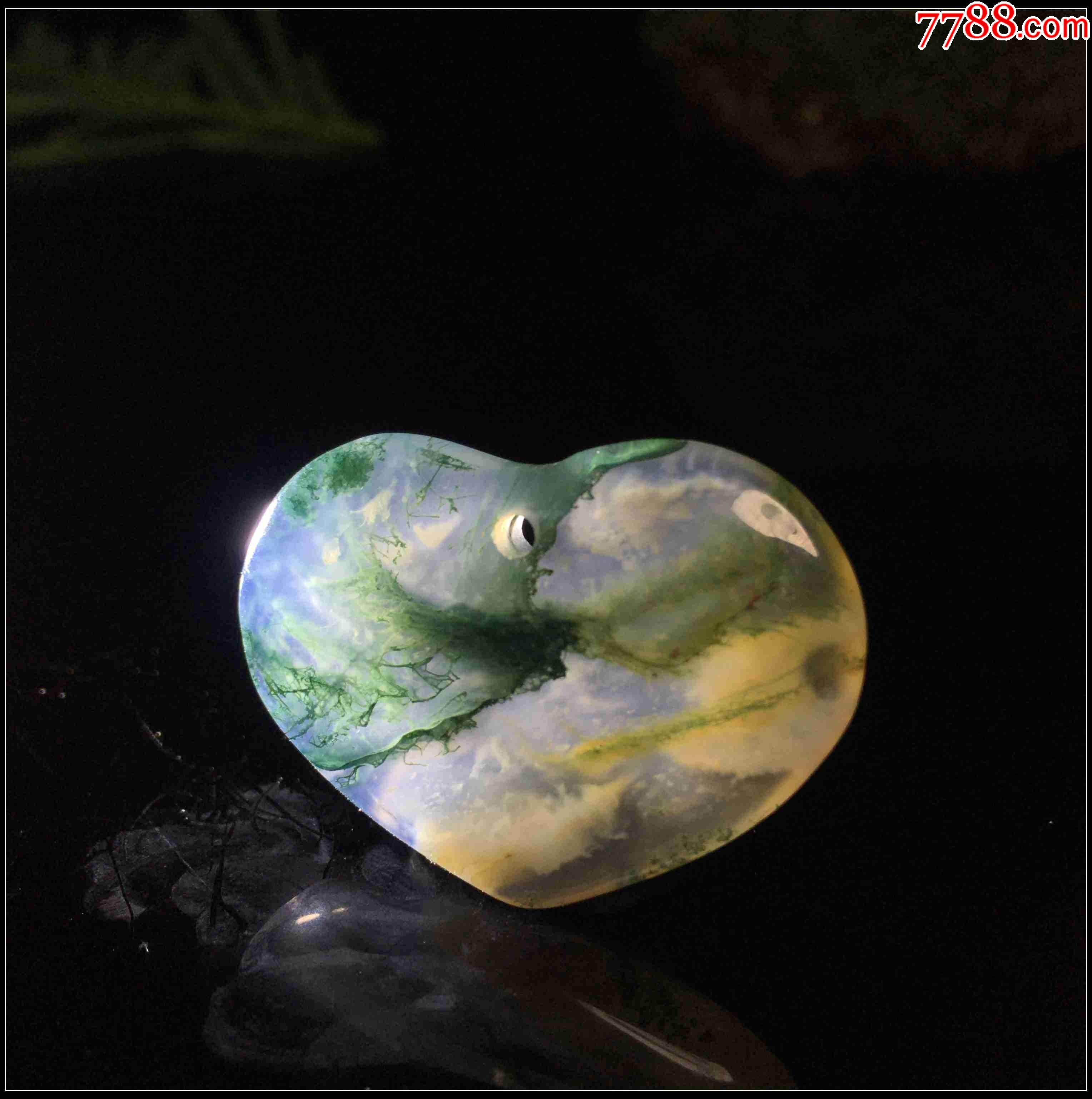 水草玛瑙心形吊坠