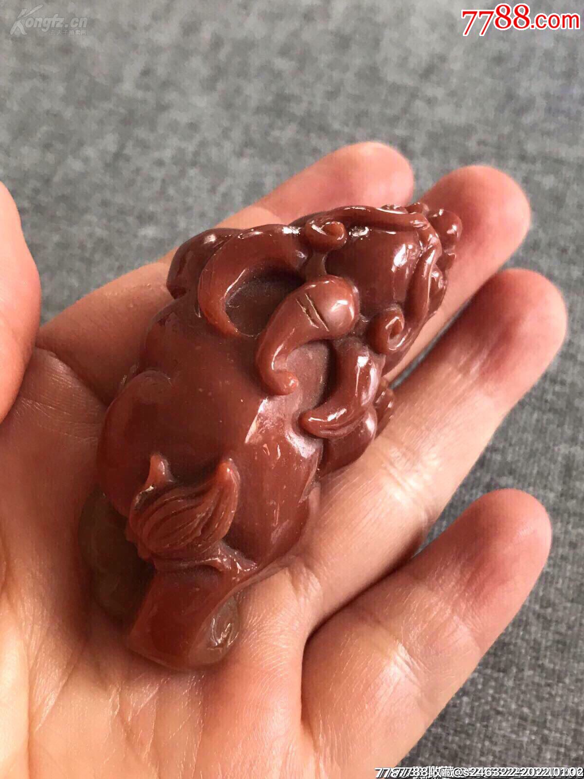 新疆哈密红蛋白玉招财貔貅-价格:1800元-au28857739-其他玉石/玉器