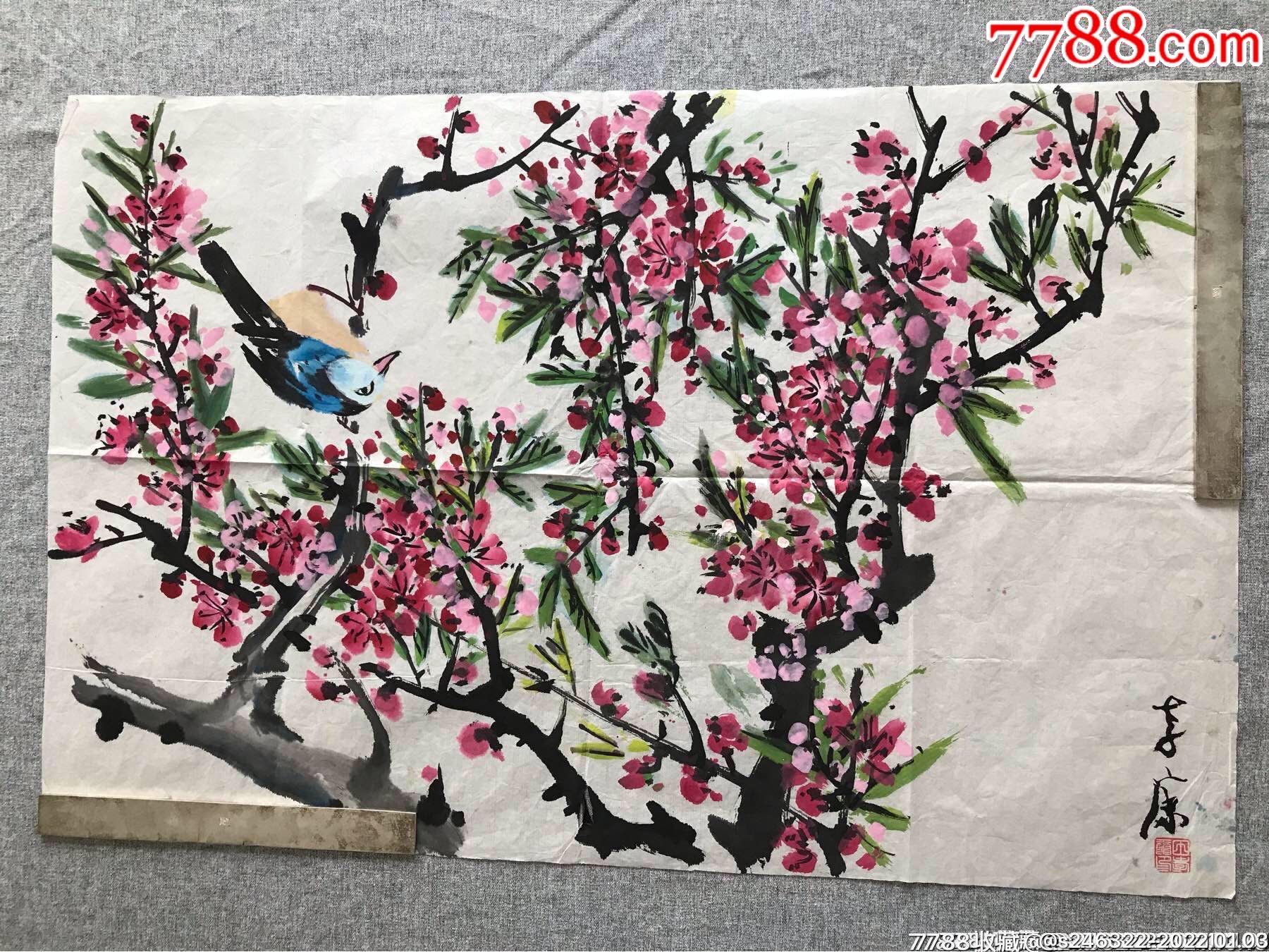 田孝康"山雀桃花"保真-价格:999元-au28868588-花鸟国画原作 -加价