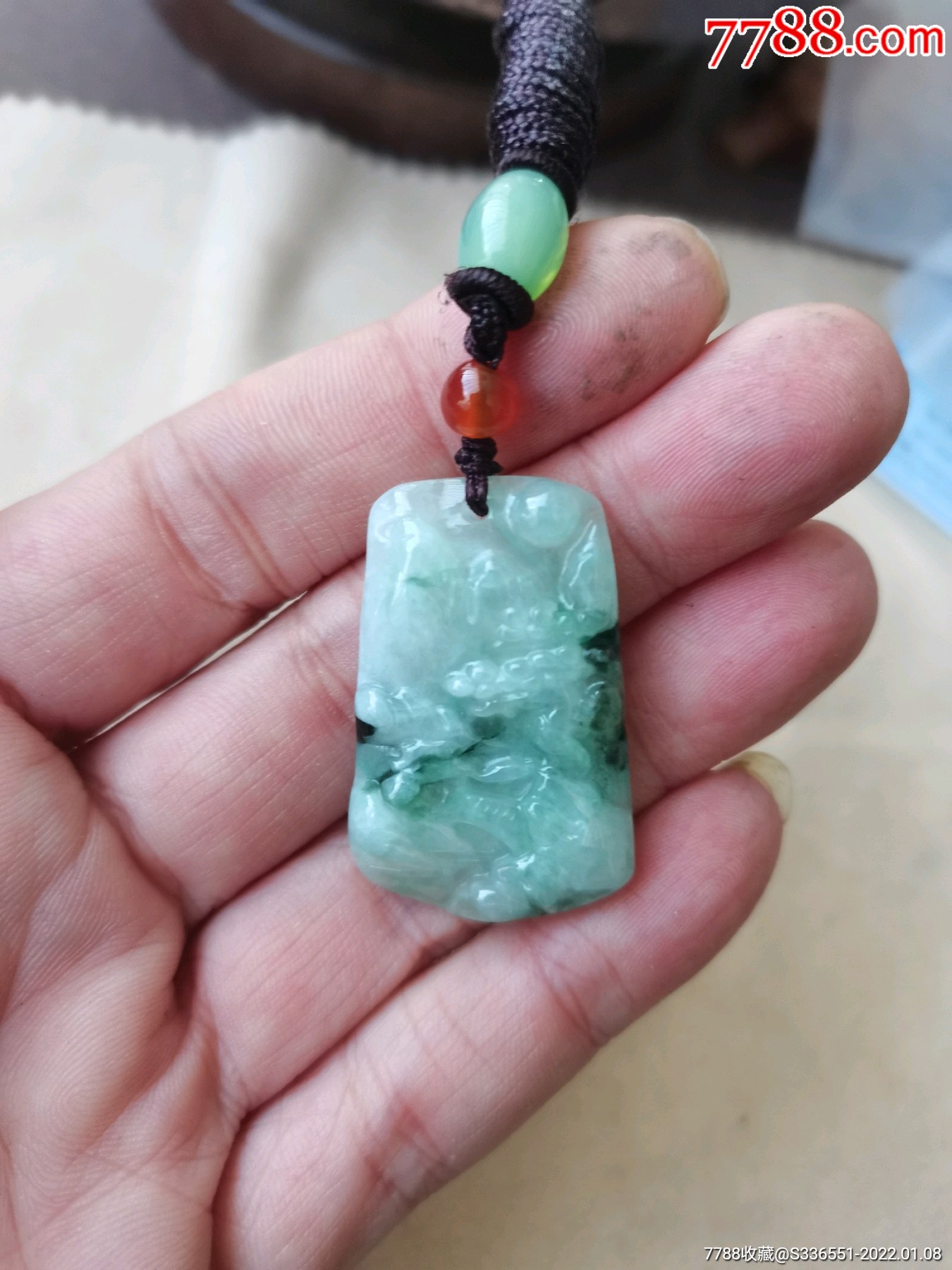 翡翠a货吊山水牌