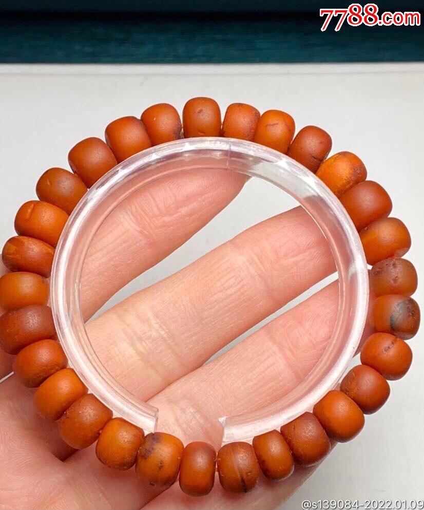 天然老蜜蜡精品鸡油红老型手串包真