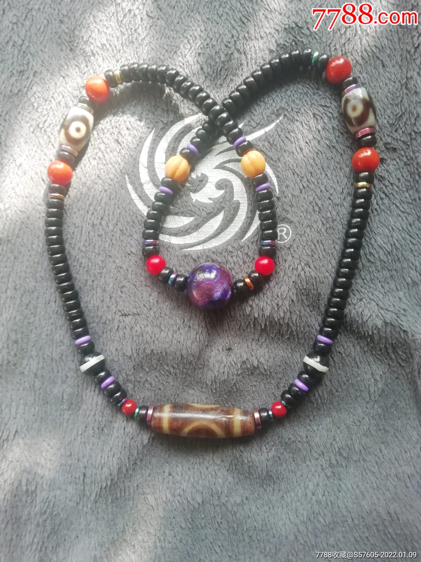 亏本放漏精品台湾渗透高油包浆风化二眼老天珠配黑金椰蒂多宝项链