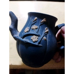 蒋华仙制梅花图案蓝色紫砂壶(au28981584)_7788收藏__收藏热线