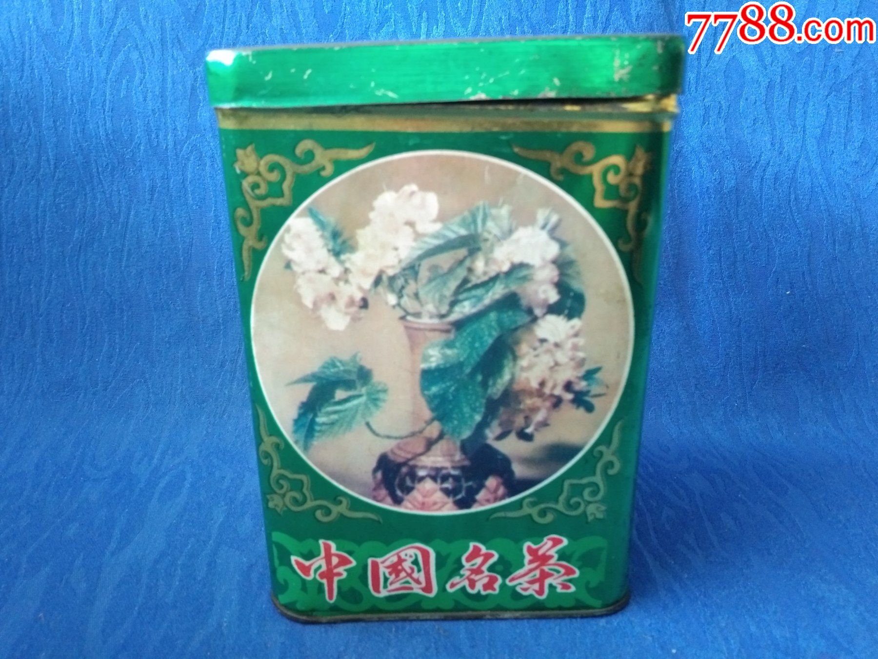 八十年代花卉风景铁皮茶叶盒