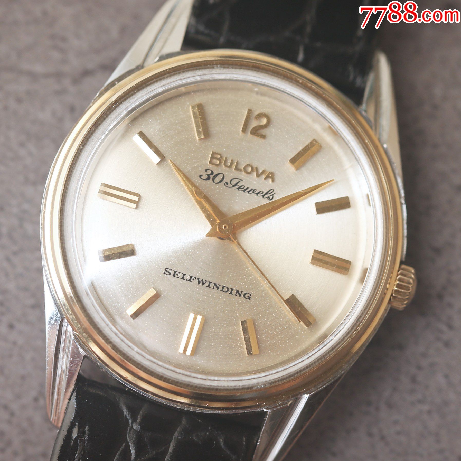 14k黄金圈美国宝路华古董表高级收藏30钻专机美国风代表收藏品