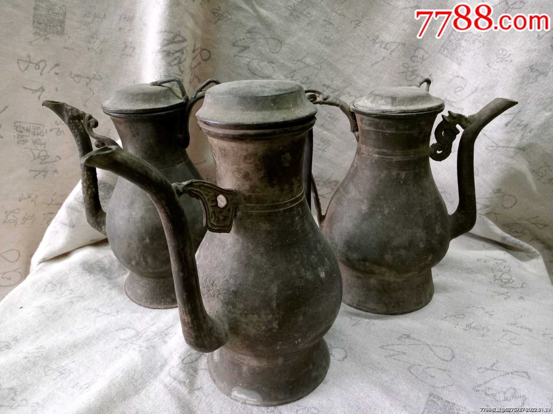 真品清末民初锡壶三把