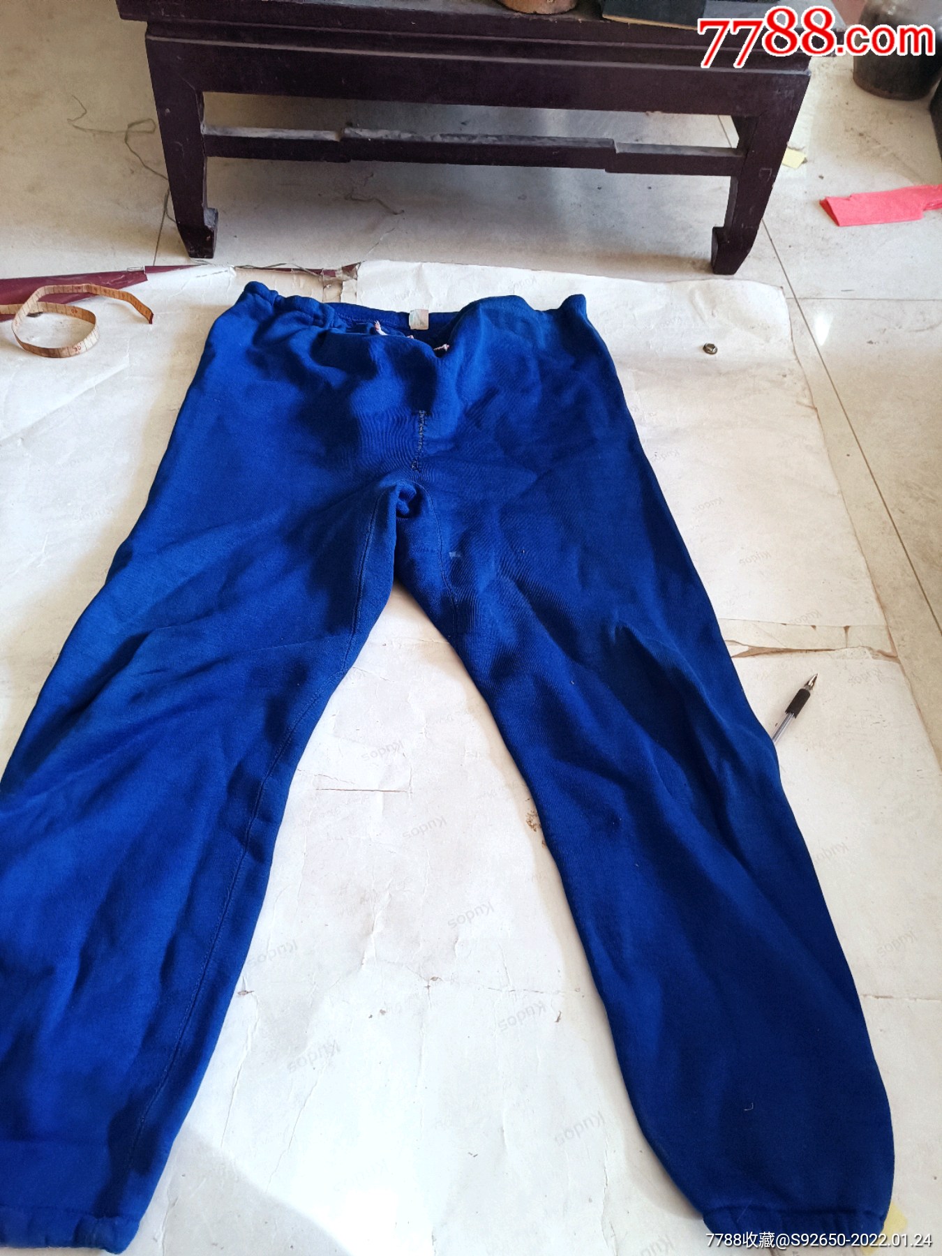 怀旧老蓝布绒裤