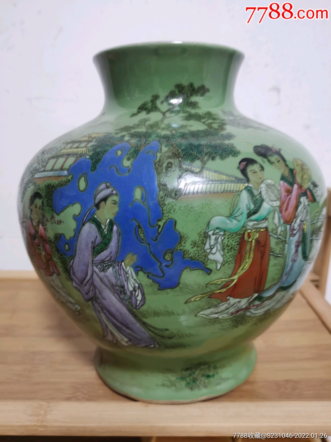 50年代艺术瓷厂粉彩人物故事壁挂瓶
