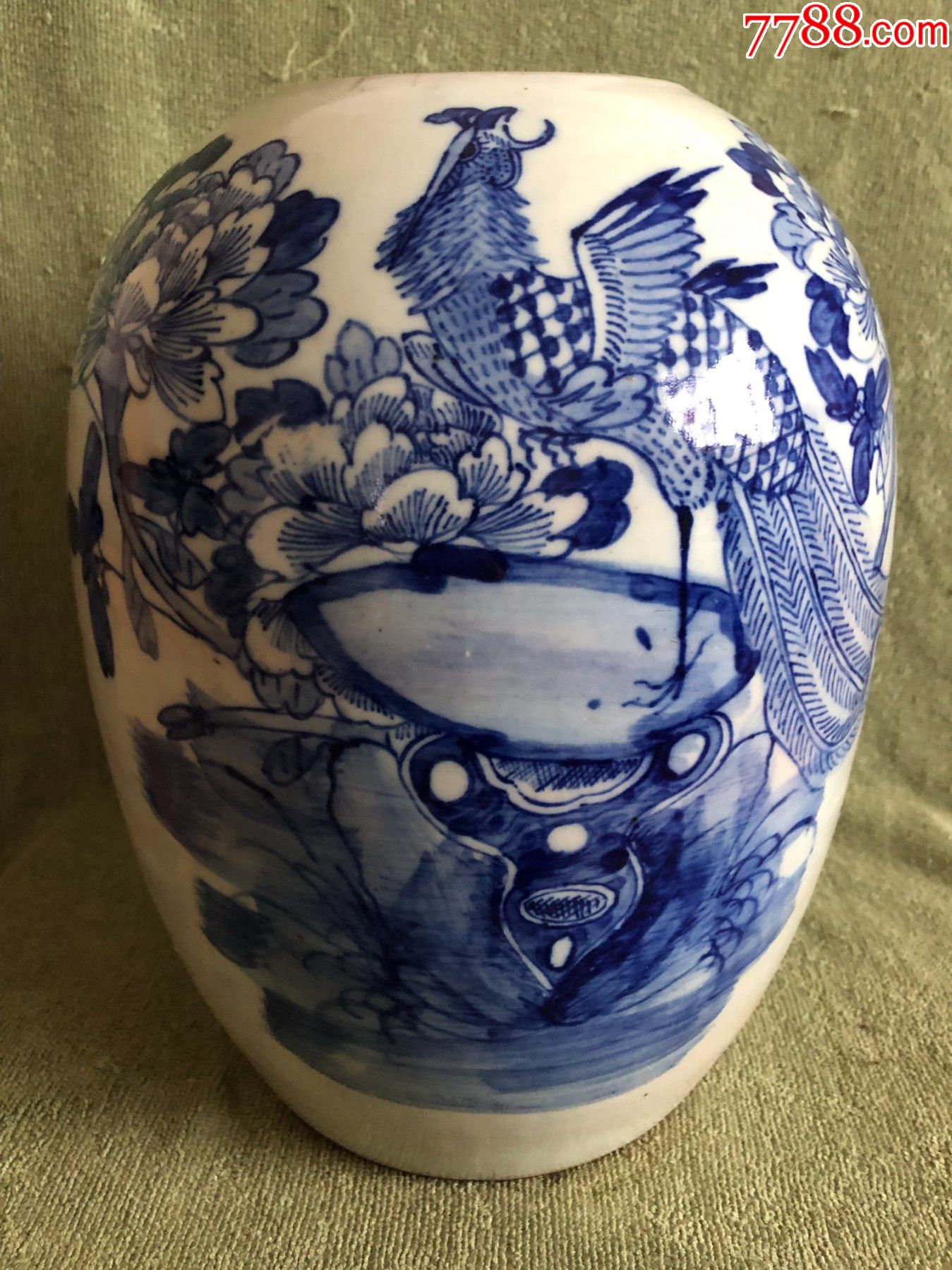 清代青花画鸟冬瓜大罐_青花瓷_慧古轩【7788收藏__收藏热线】