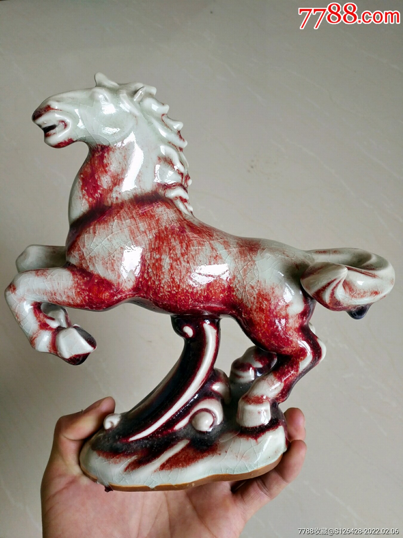 禹县钧瓷马-红釉瓷-7788陶瓷