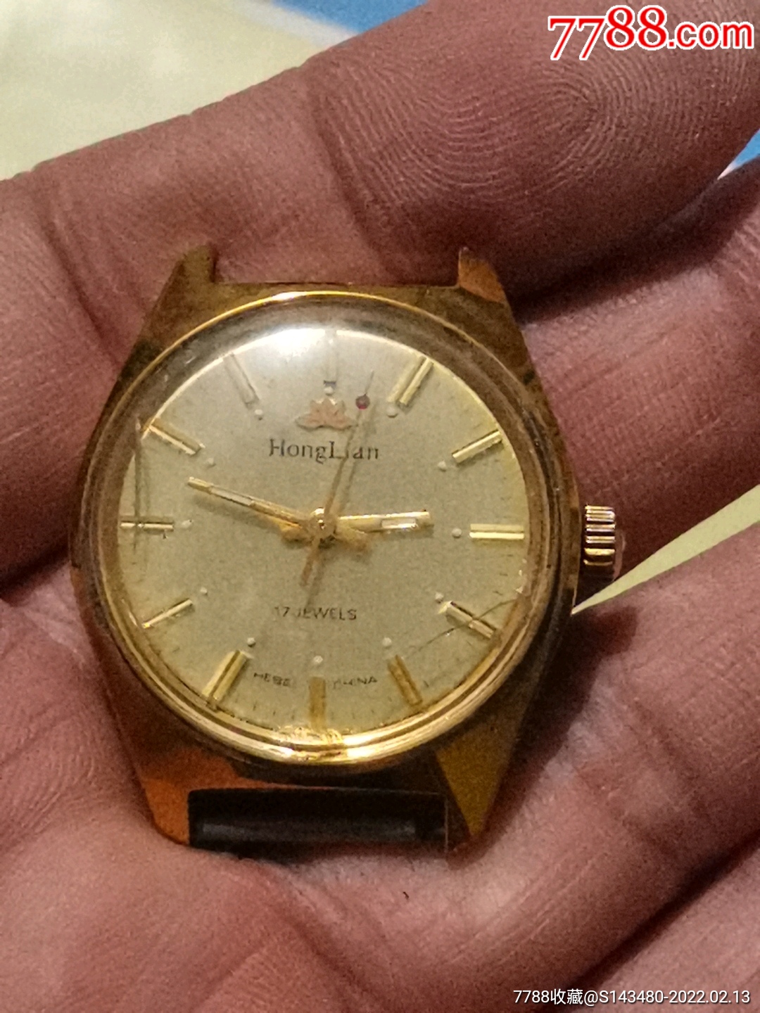 红莲牌镀金机械手表