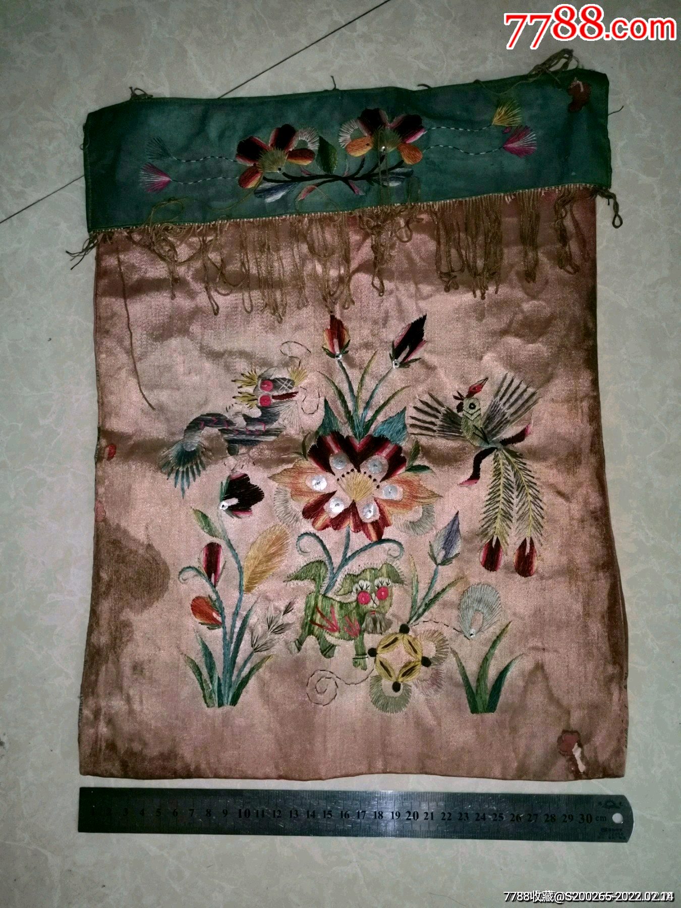 清代刺绣花鸟挂件