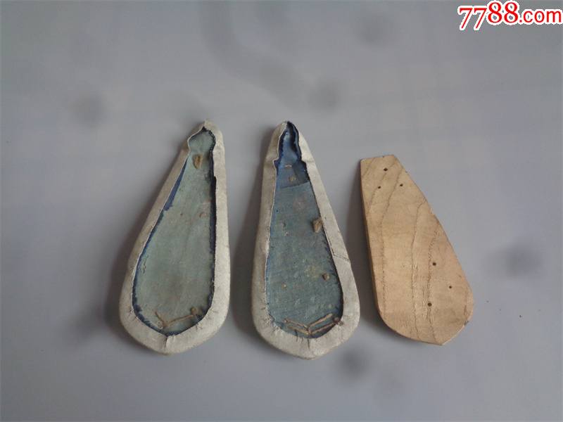 清代木雕三寸金莲鞋底用底板3个