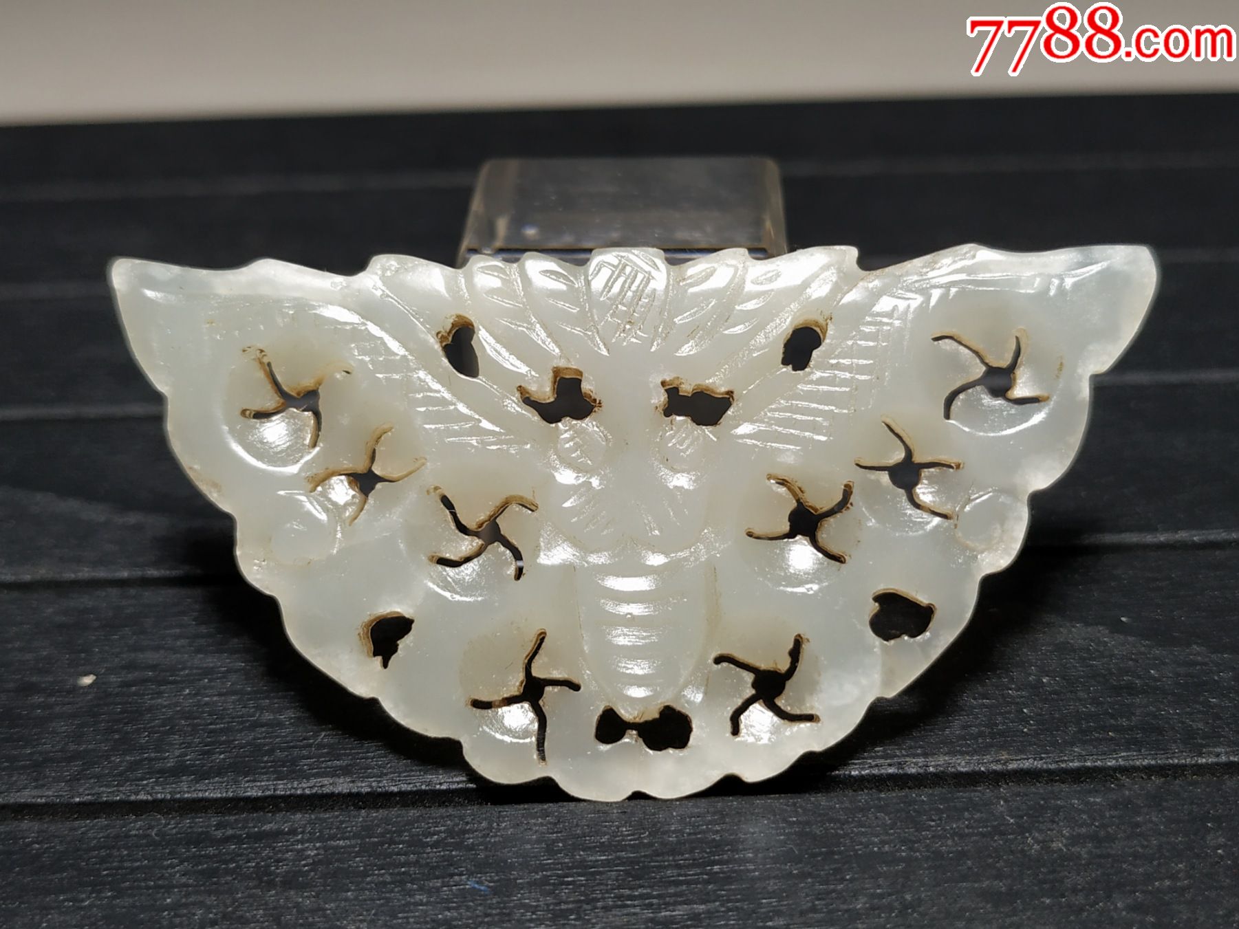 明清和田白玉蝴蝶佩